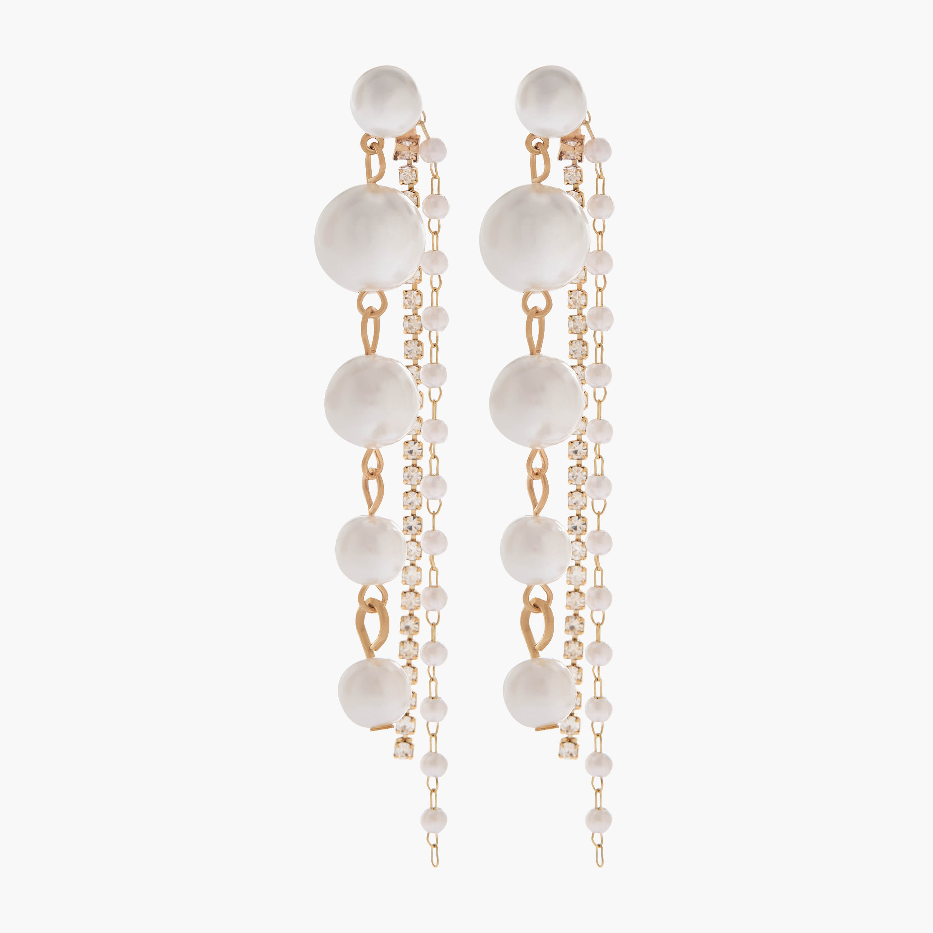 Metallic Pearl Embellished Earrings with Pushback Closure-women-watchesandjewellery-jewellery-earrings-image-1