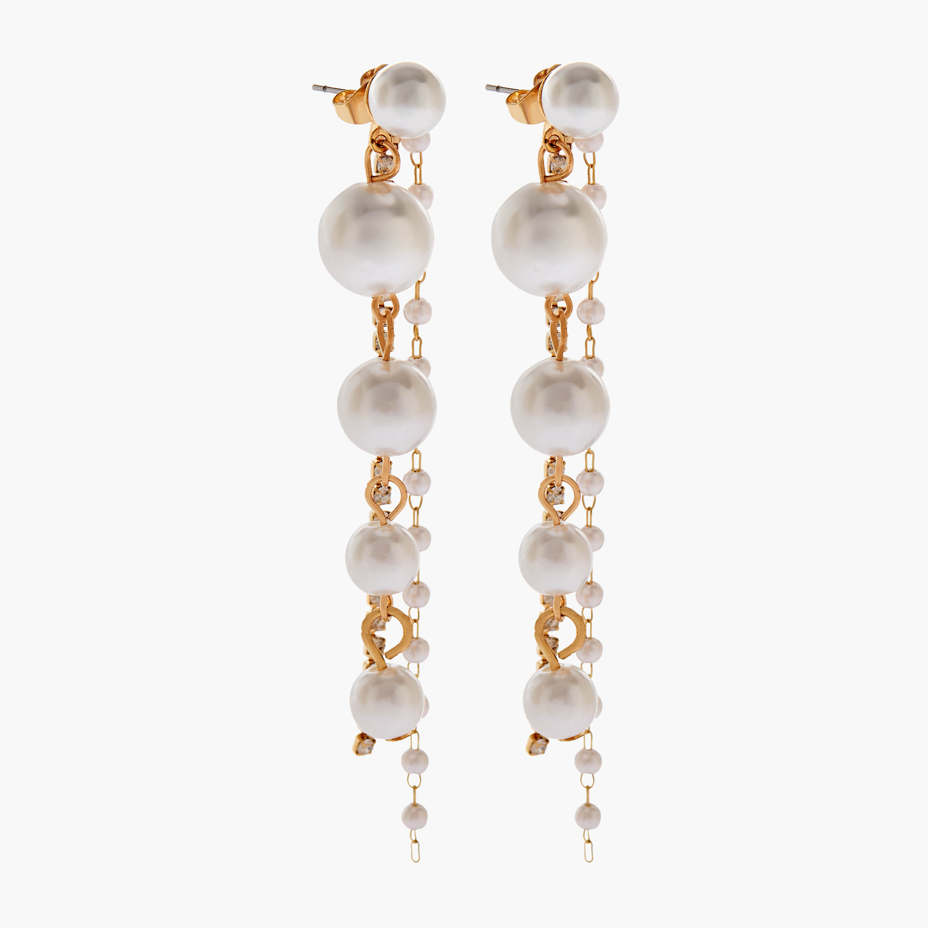 Metallic Pearl Embellished Earrings with Pushback Closure-women-watchesandjewellery-jewellery-earrings-image-2