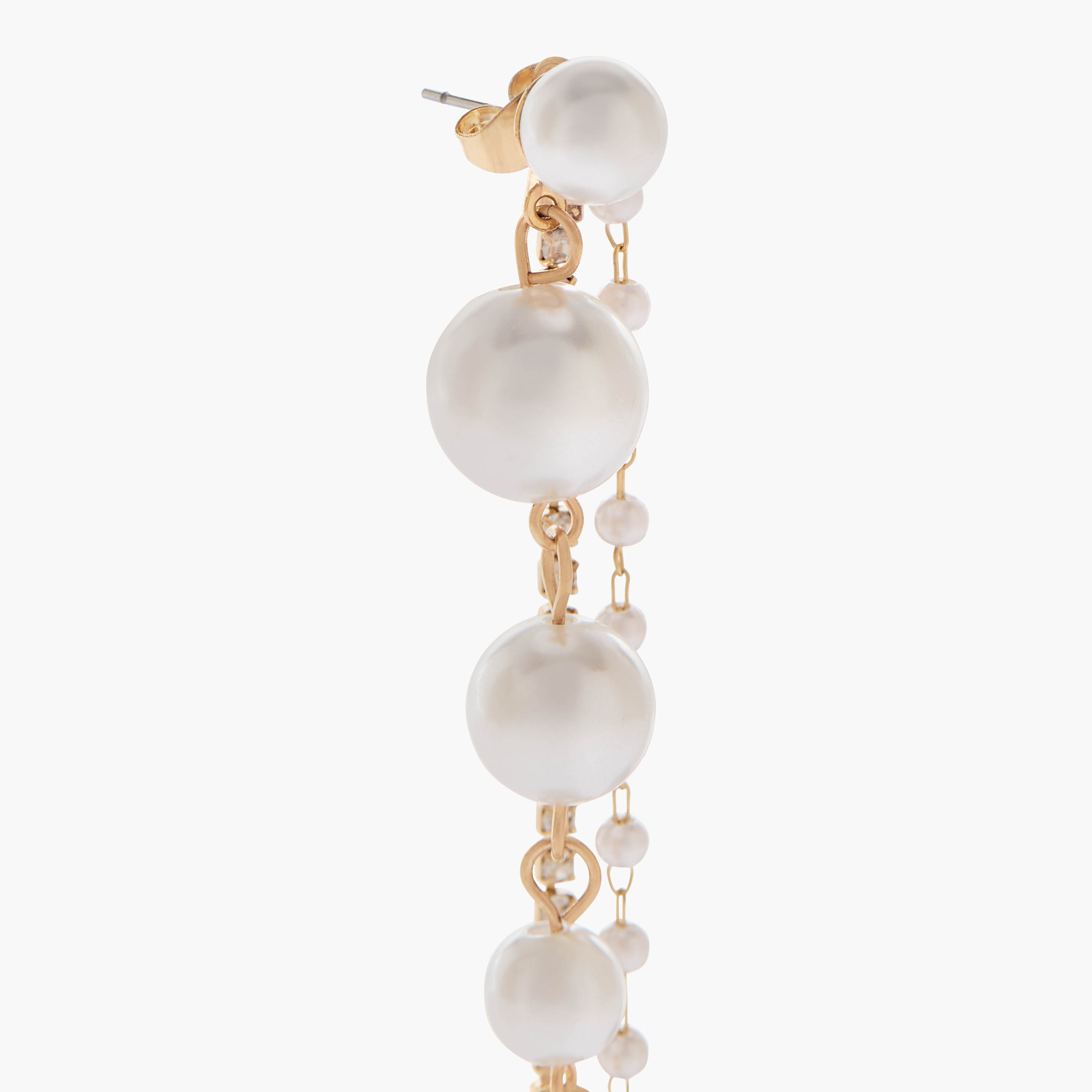 Metallic Pearl Embellished Earrings with Pushback Closure-women-watchesandjewellery-jewellery-earrings-image-3