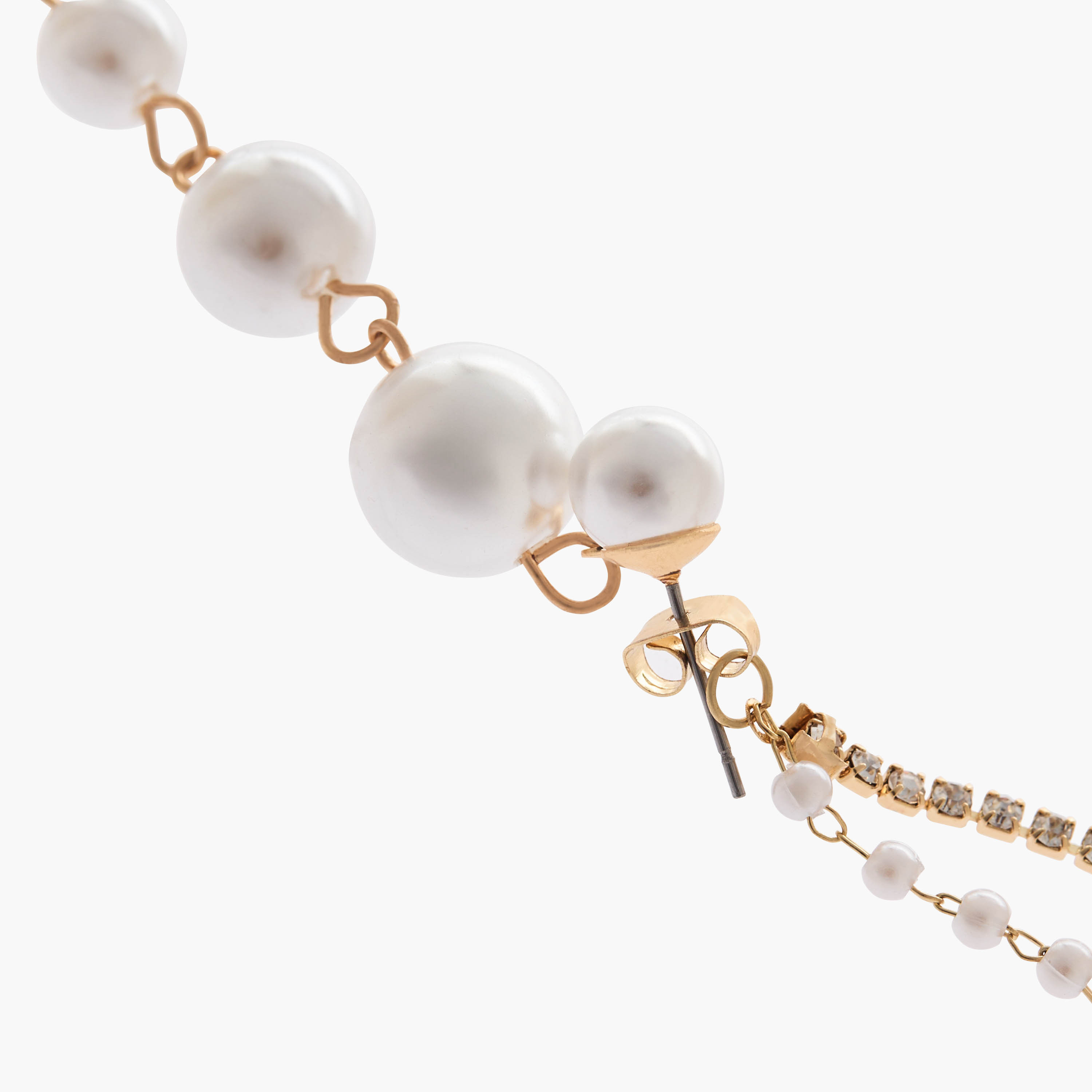 Metallic Pearl Embellished Earrings with Pushback Closure-women-watchesandjewellery-jewellery-earrings-image-5