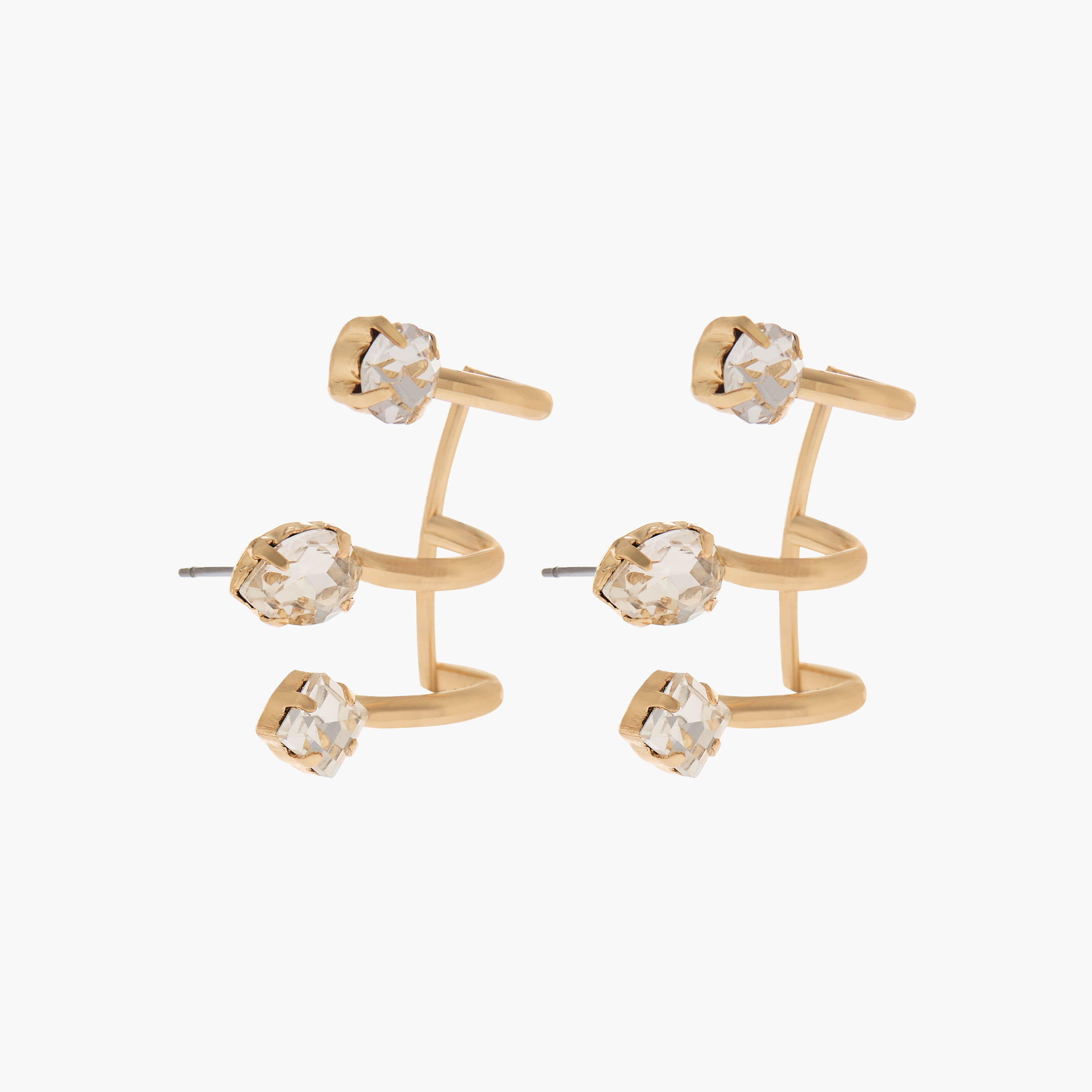 Gold Tone Embellished Cuff Earrings with Pushback Closure-women-watchesandjewellery-jewellery-earrings-image-1
