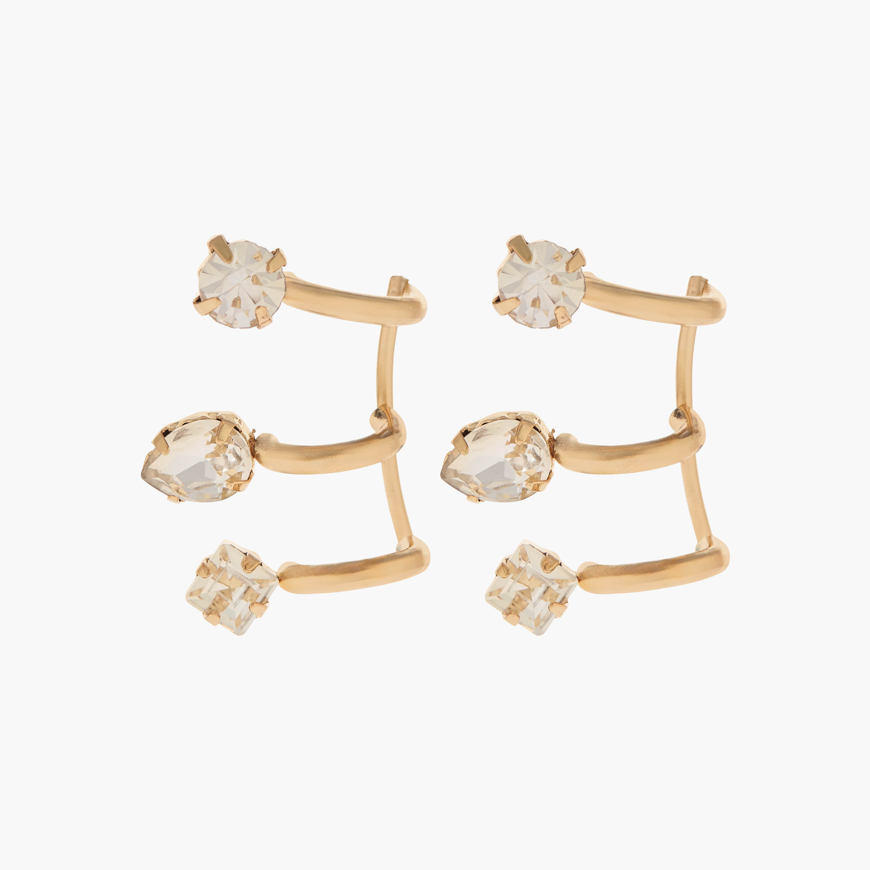 Gold Tone Embellished Cuff Earrings with Pushback Closure-women-watchesandjewellery-jewellery-earrings-image-2