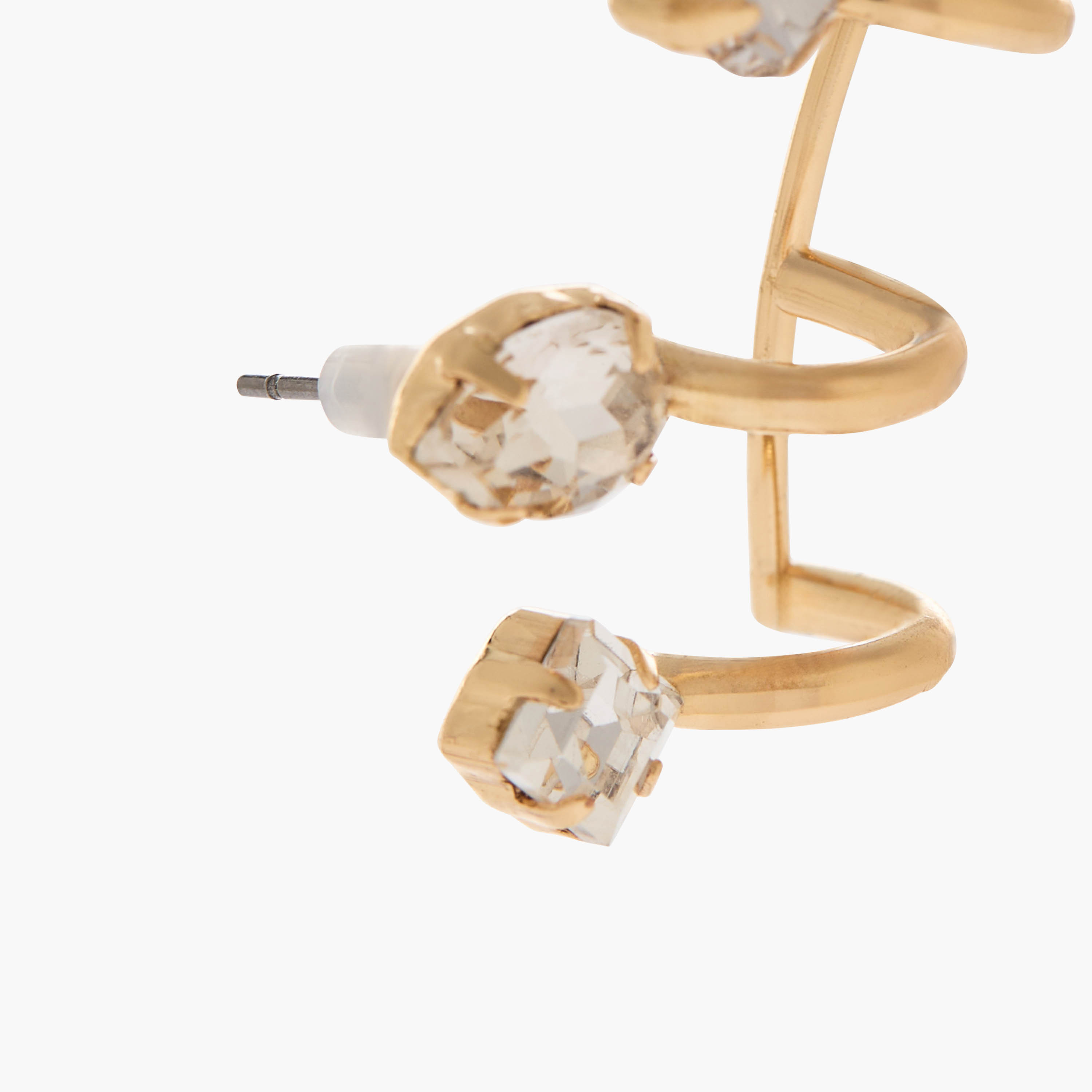 Gold Tone Embellished Cuff Earrings with Pushback Closure-women-watchesandjewellery-jewellery-earrings-image-4
