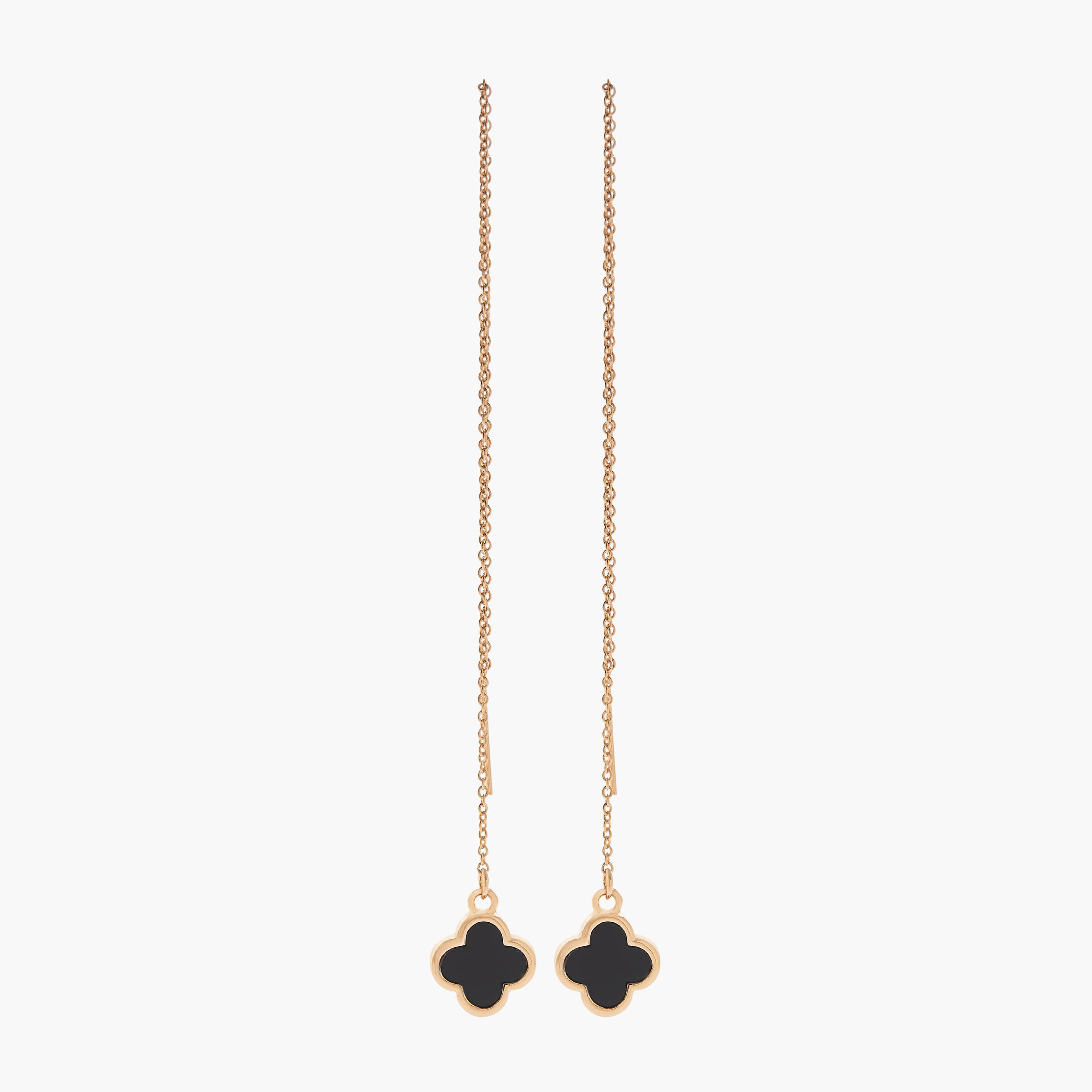 Gold Tone Clover Drop Chain Earrings-women-watchesandjewellery-jewellery-earrings-image-1