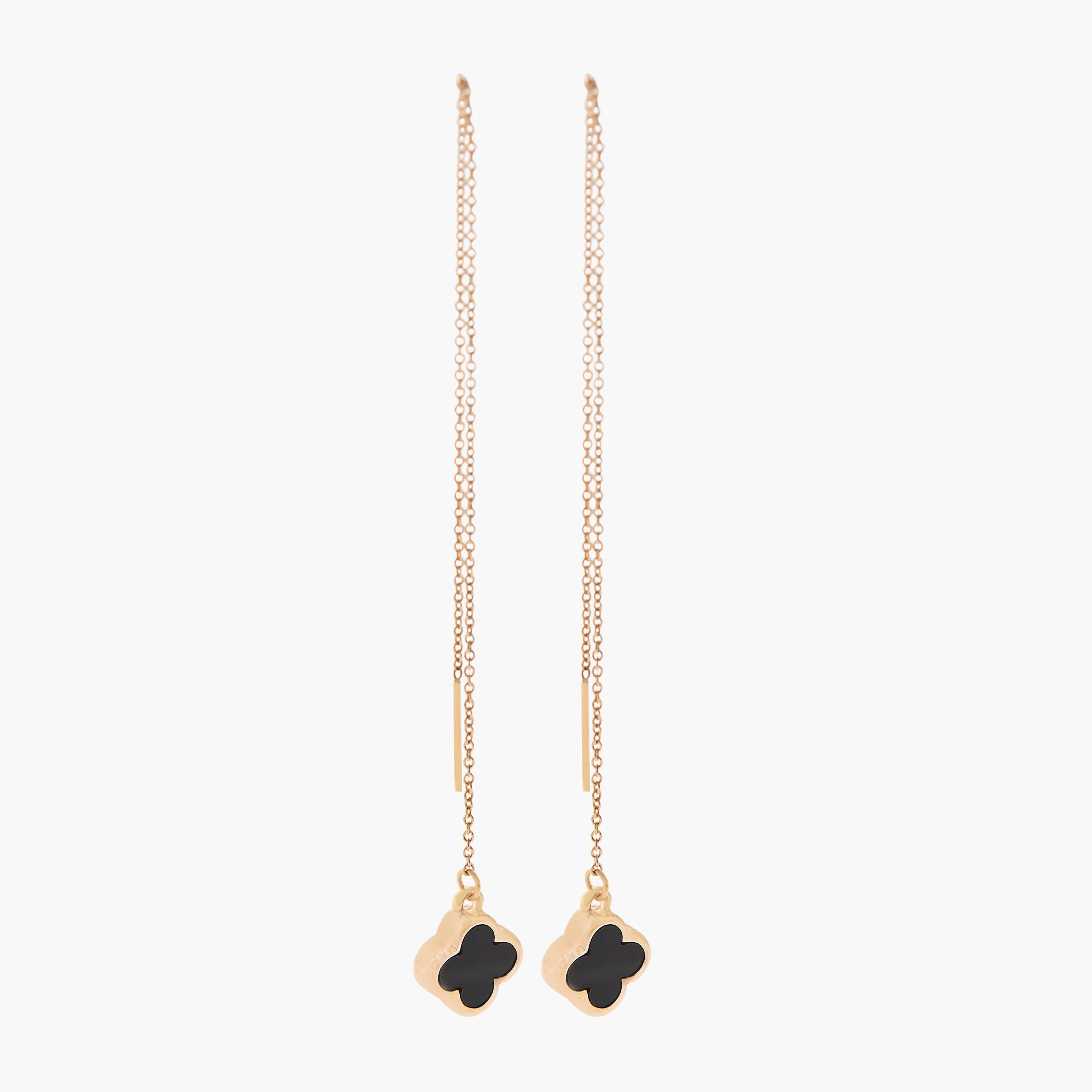 Gold Tone Clover Drop Chain Earrings-women-watchesandjewellery-jewellery-earrings-image-2