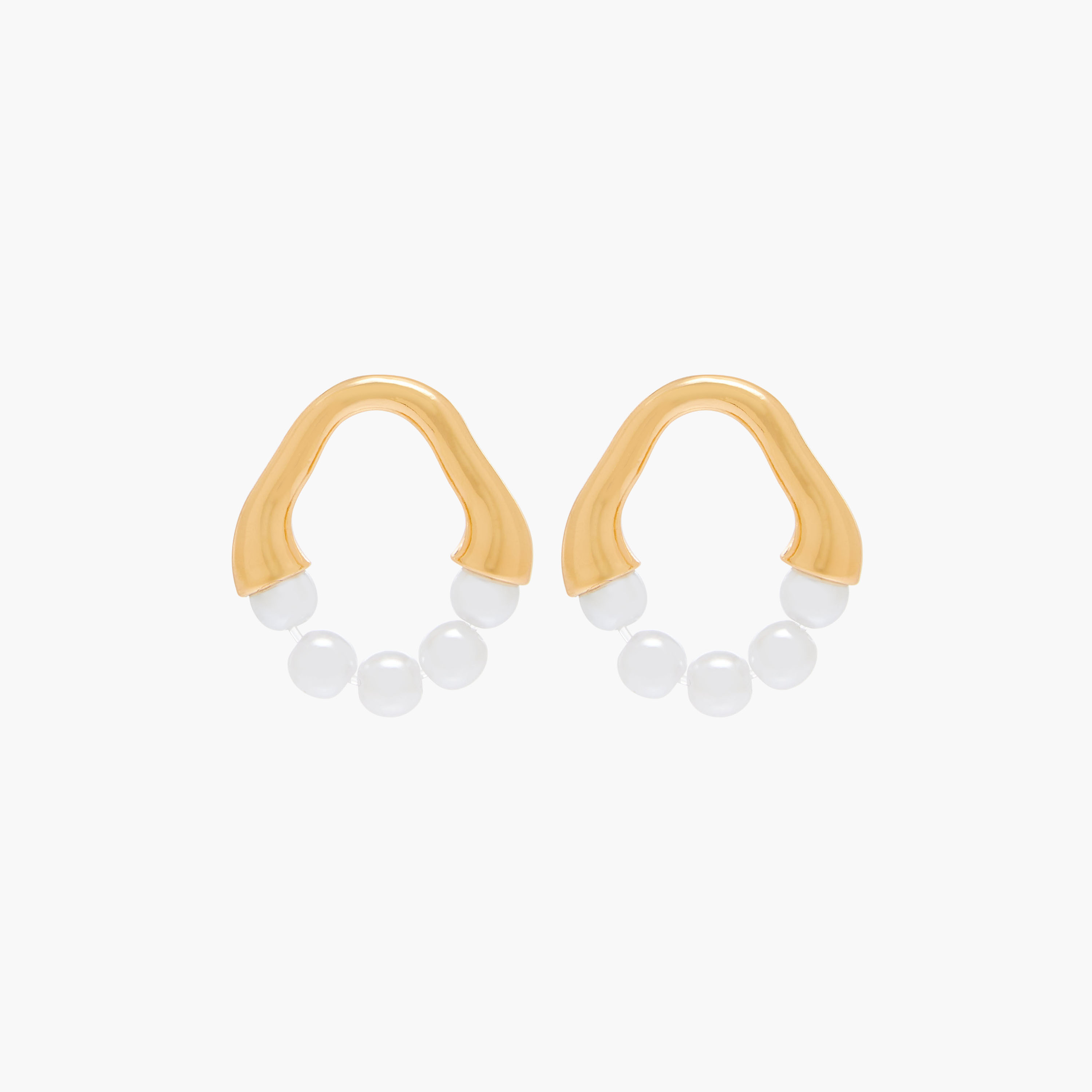 Gold Tone Pearl Embellished Earrings with Pushback Closure-women-watchesandjewellery-jewellery-earrings-image-1