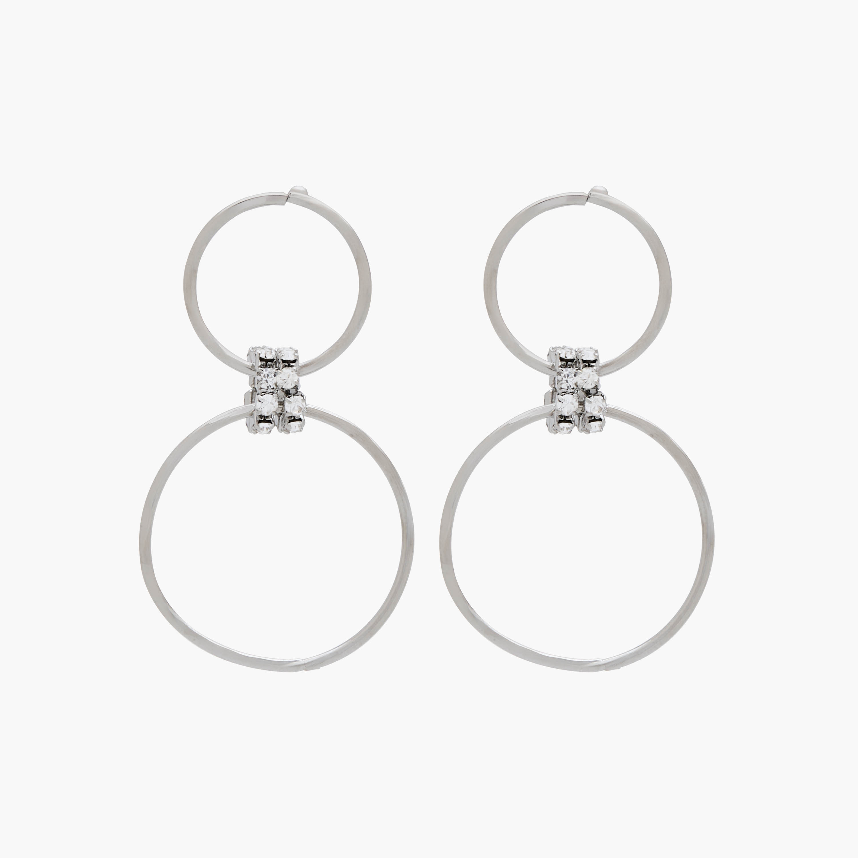 Silver Tone Embellished Hoop Earrings with Pushback Closure-women-watchesandjewellery-jewellery-earrings-image-1
