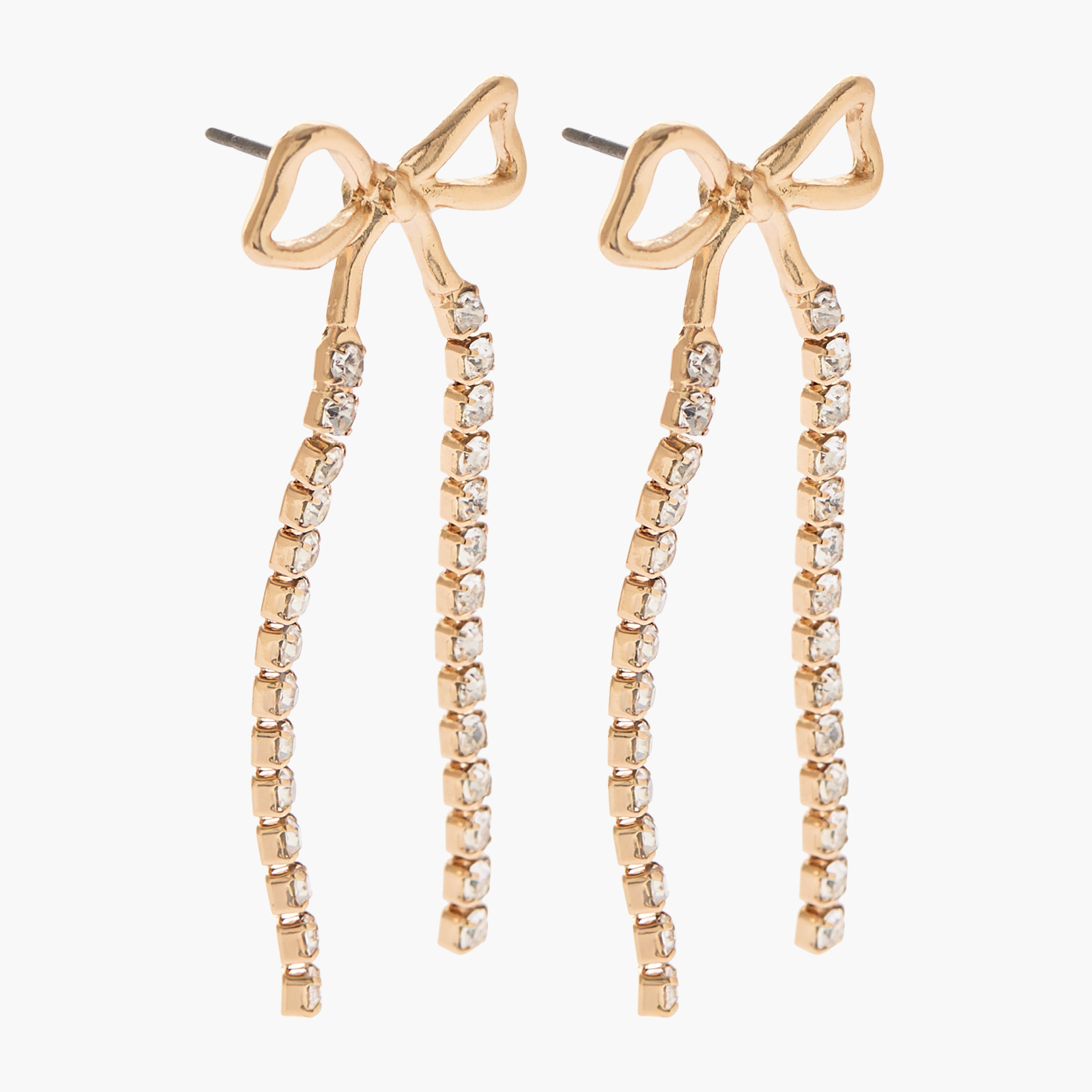 Gold Tone Embellished Bow Earrings with Pushback Closure-women-watchesandjewellery-jewellery-earrings-image-2