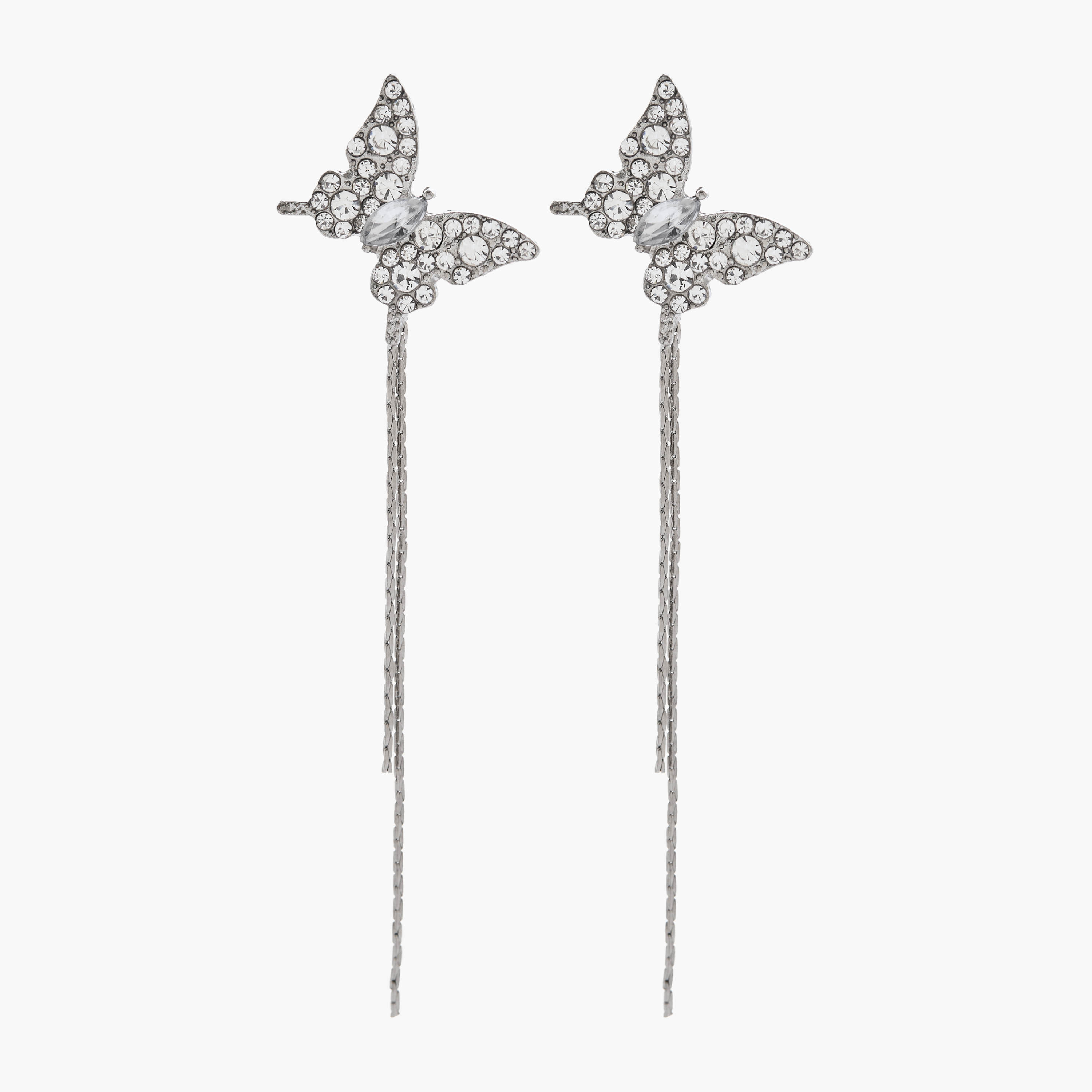 Metallic Butterfly Embellished Earrings with Pushback Closure-women-watchesandjewellery-jewellery-earrings-image-1
