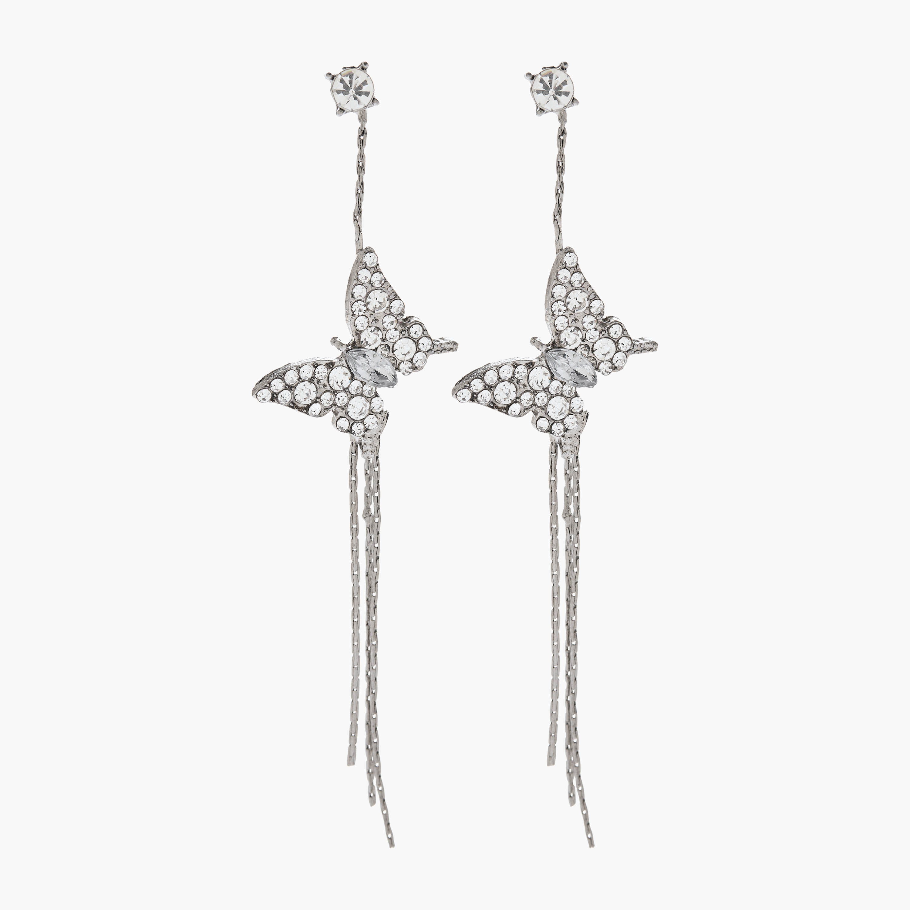 Metallic Butterfly Embellished Earrings with Pushback Closure-women-watchesandjewellery-jewellery-earrings-image-2