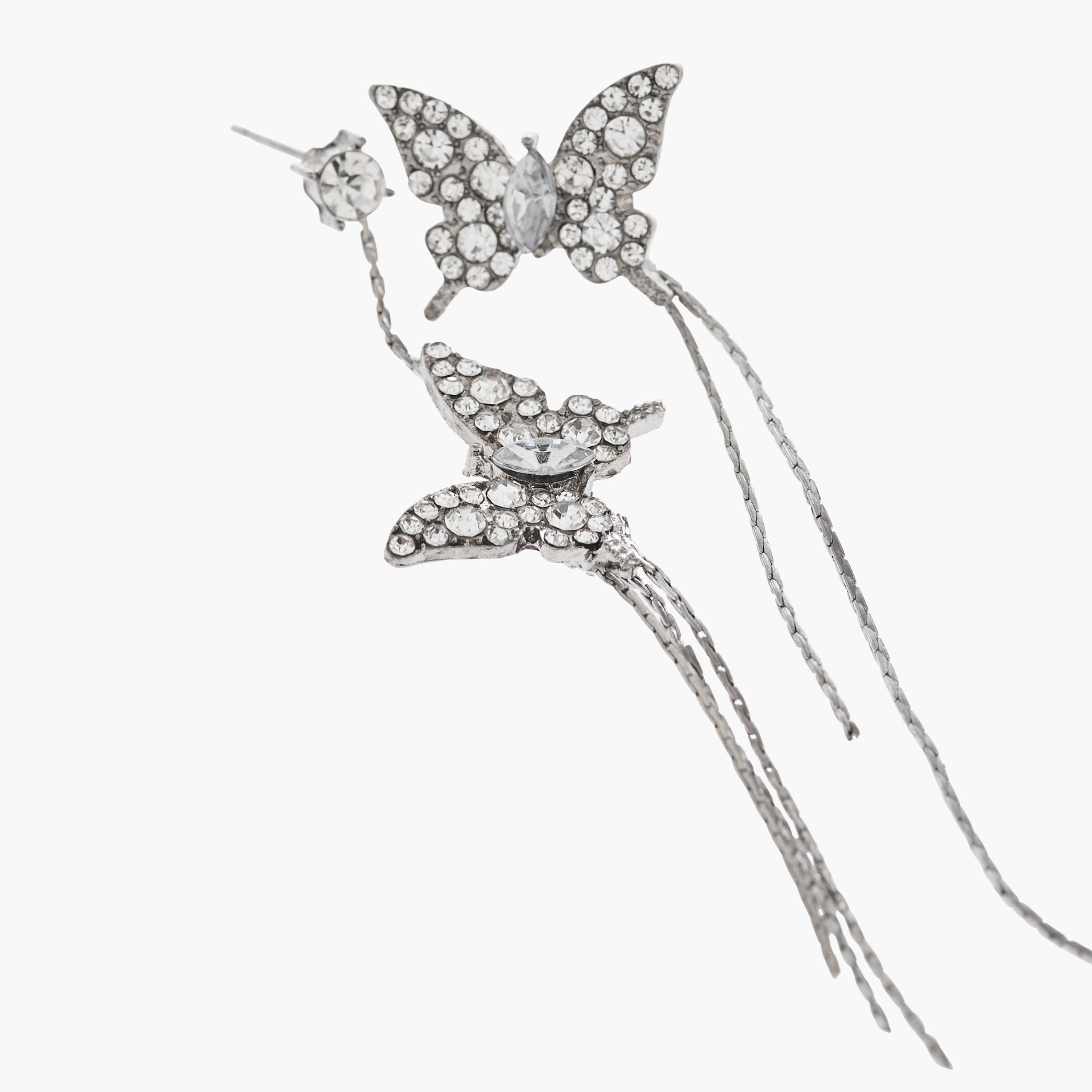 Metallic Butterfly Embellished Earrings with Pushback Closure-women-watchesandjewellery-jewellery-earrings-image-5