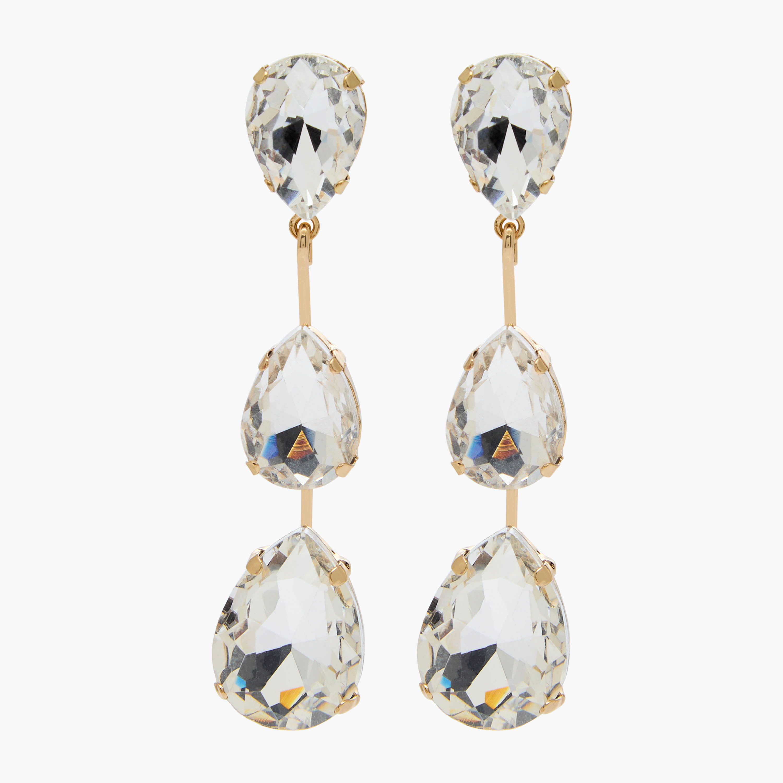 Gold Tone Stone Embellished Drop Earrings with Pushback Closure-women-watchesandjewellery-jewellery-earrings-image-1