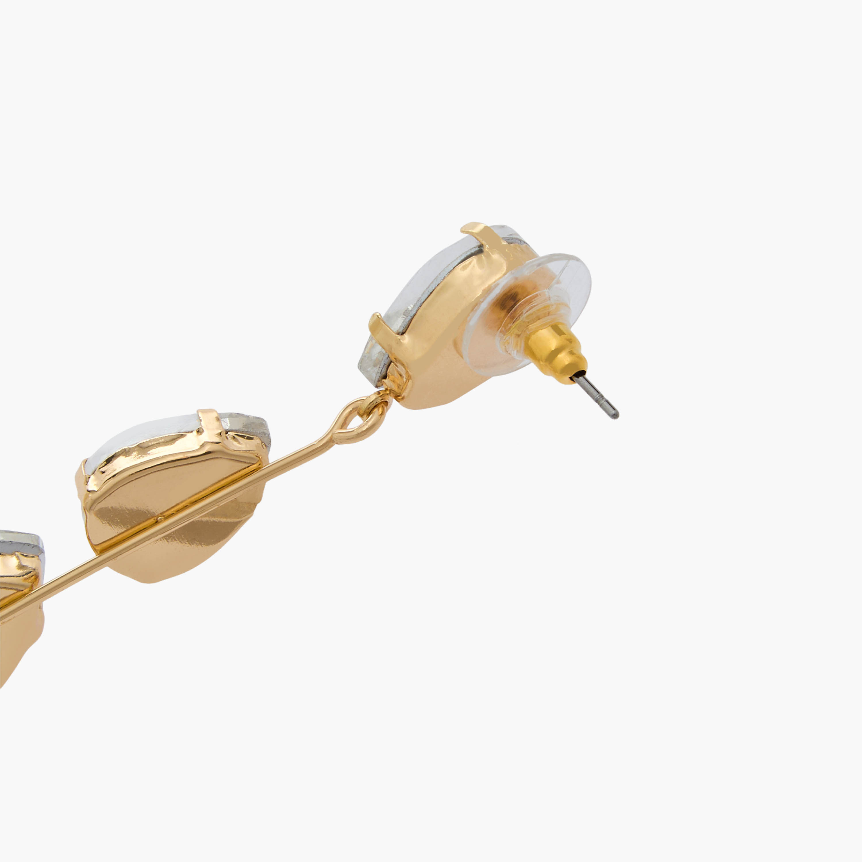 Gold Tone Stone Embellished Drop Earrings with Pushback Closure-women-watchesandjewellery-jewellery-earrings-image-4