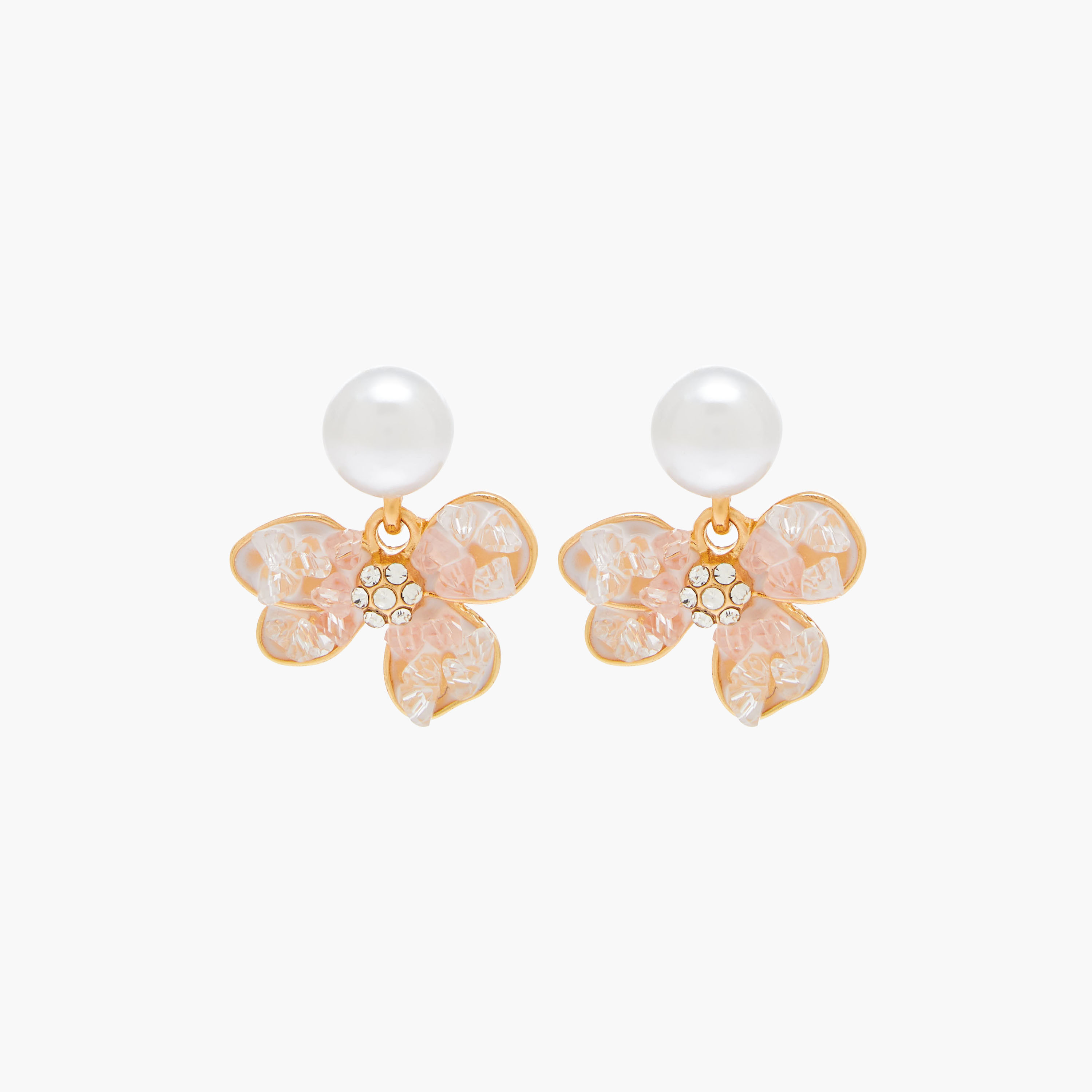 Metallic Pearl Embellished Earrings with Pushback Closure-women-watchesandjewellery-jewellery-earrings-image-1