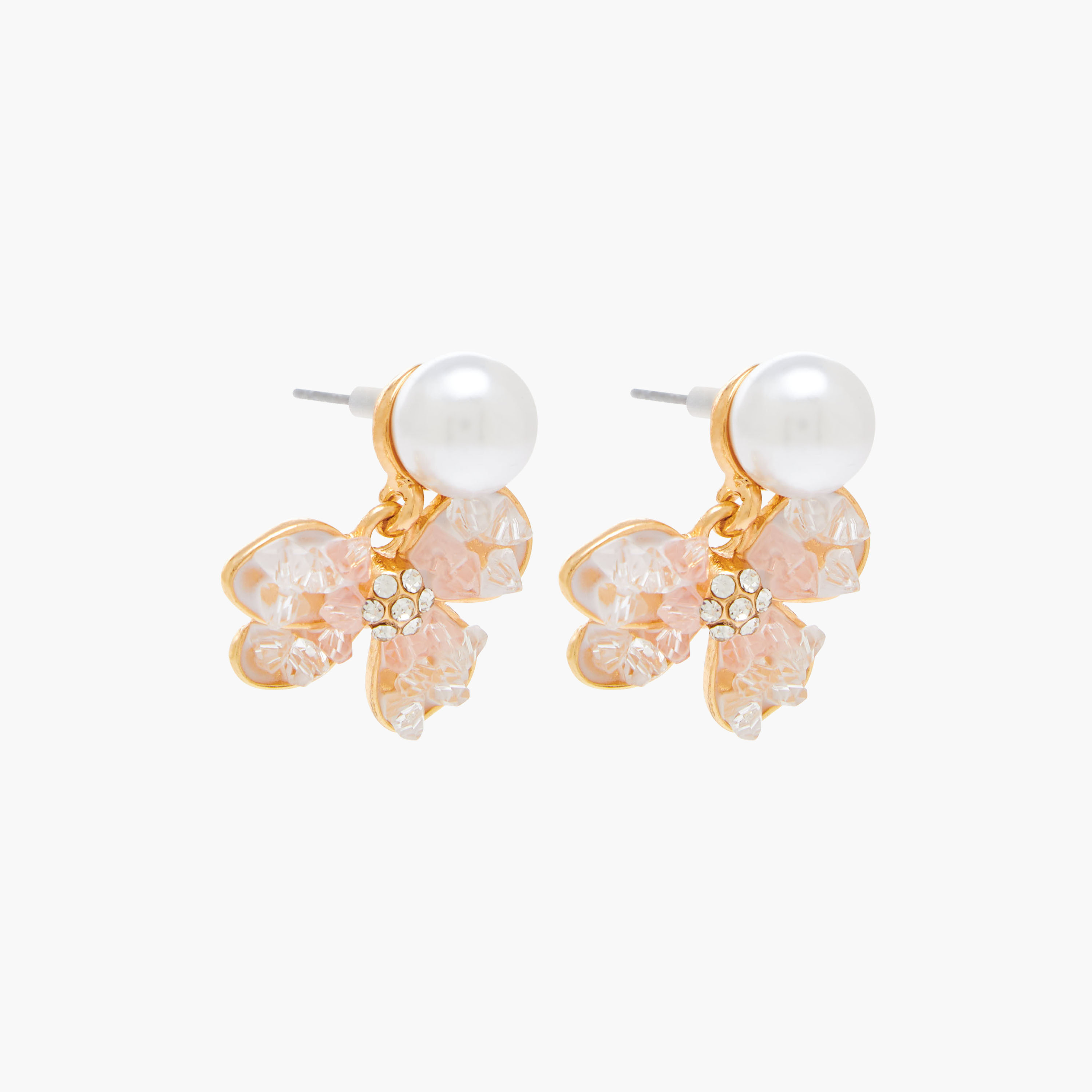 Metallic Pearl Embellished Earrings with Pushback Closure-women-watchesandjewellery-jewellery-earrings-image-2