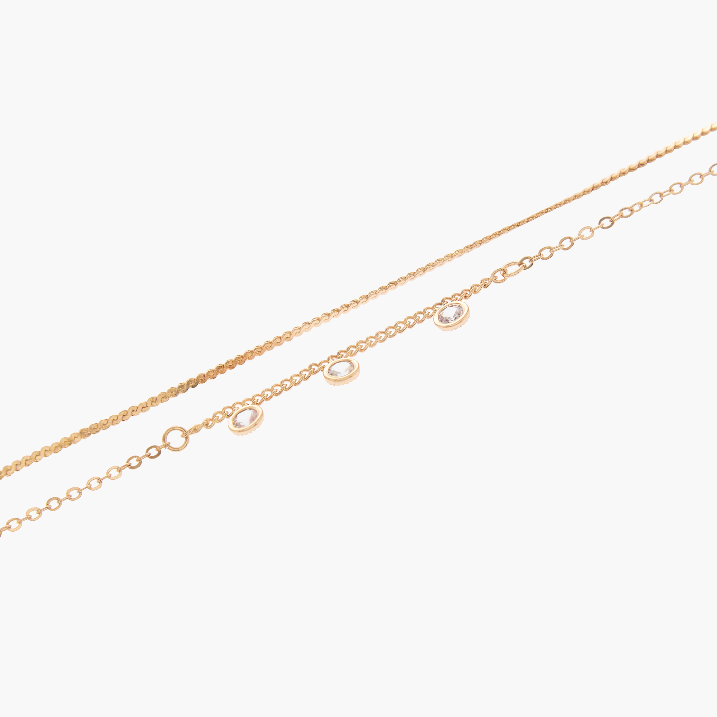 خلاخيل ميتاليك مزينة - عبوة من قطعتين-women-watchesandjewellery-jewellery-anklets-image-1