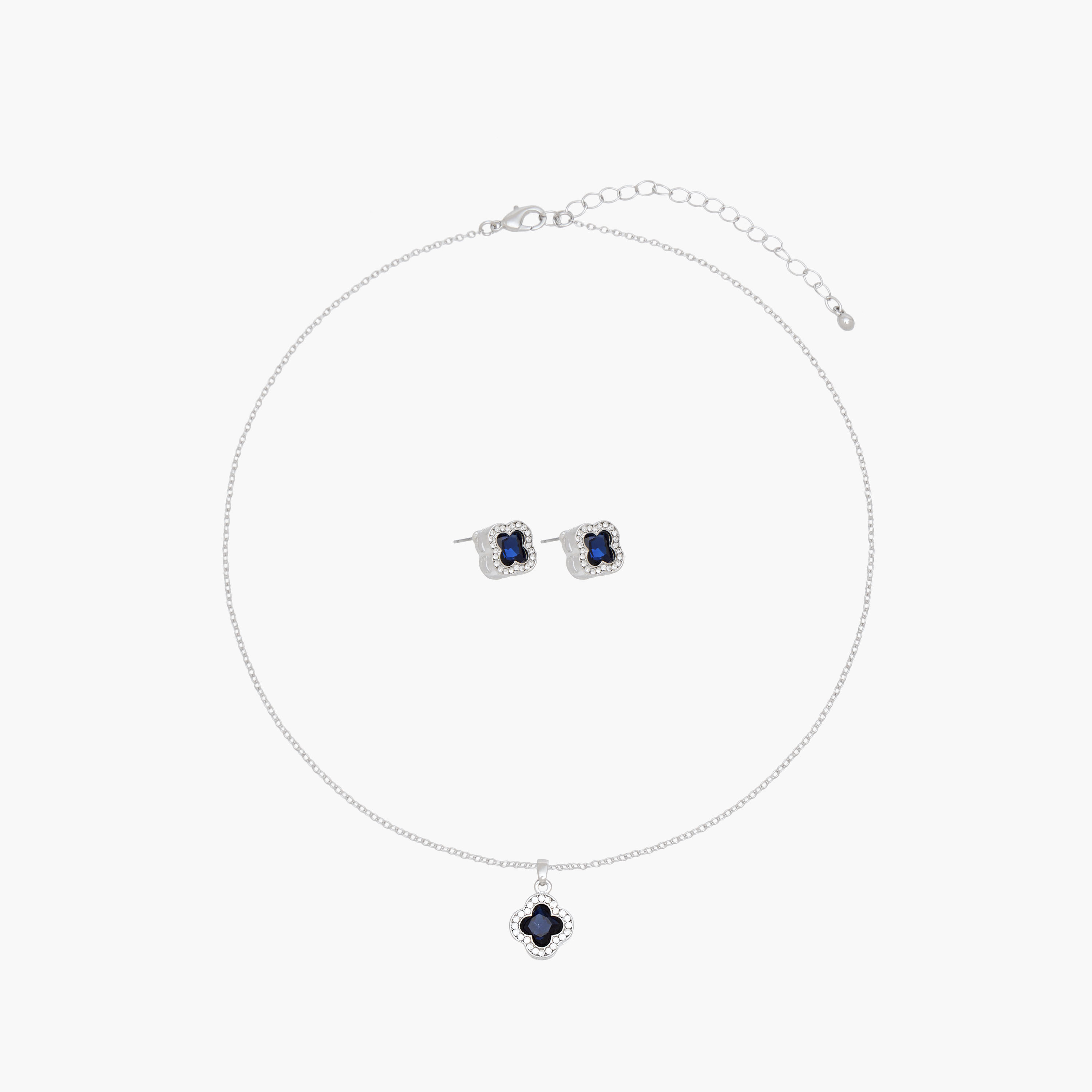 طقم عقد وحلقان بتصميم برسيم مزين بالأحجار – قطعتيين-women-watchesandjewellery-jewellery-jewellerysets-image-1