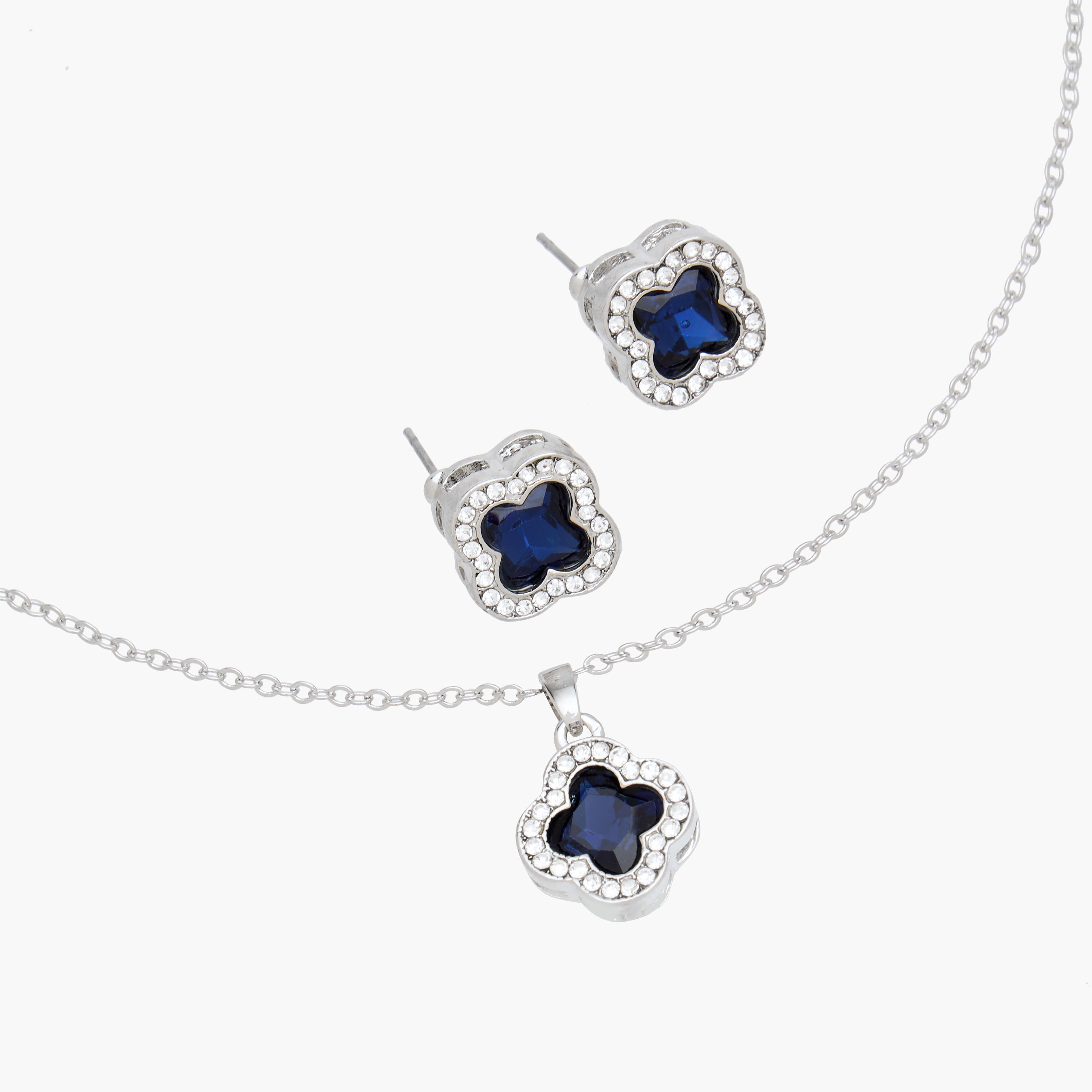 طقم عقد وحلقان بتصميم برسيم مزين بالأحجار – قطعتيين-women-watchesandjewellery-jewellery-jewellerysets-image-3