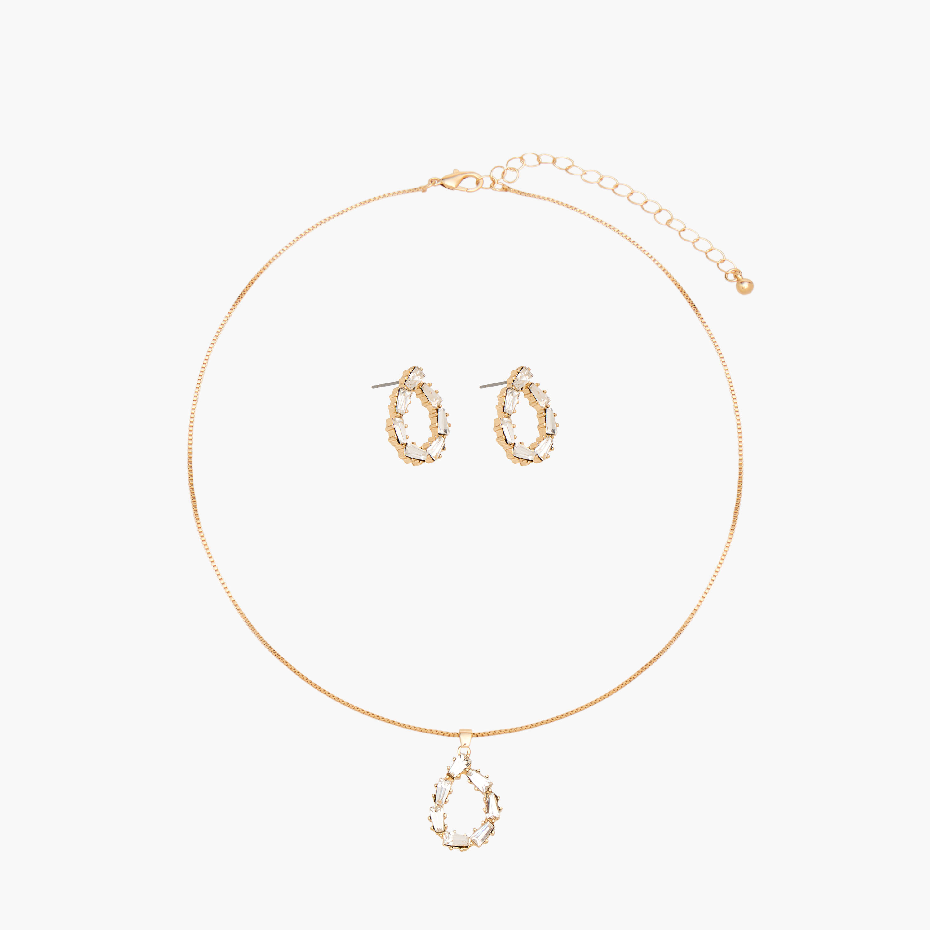 Set of 2 Crystal Embellished Pendant Necklace and Earrings-women-watchesandjewellery-jewellery-jewellerysets-image-1
