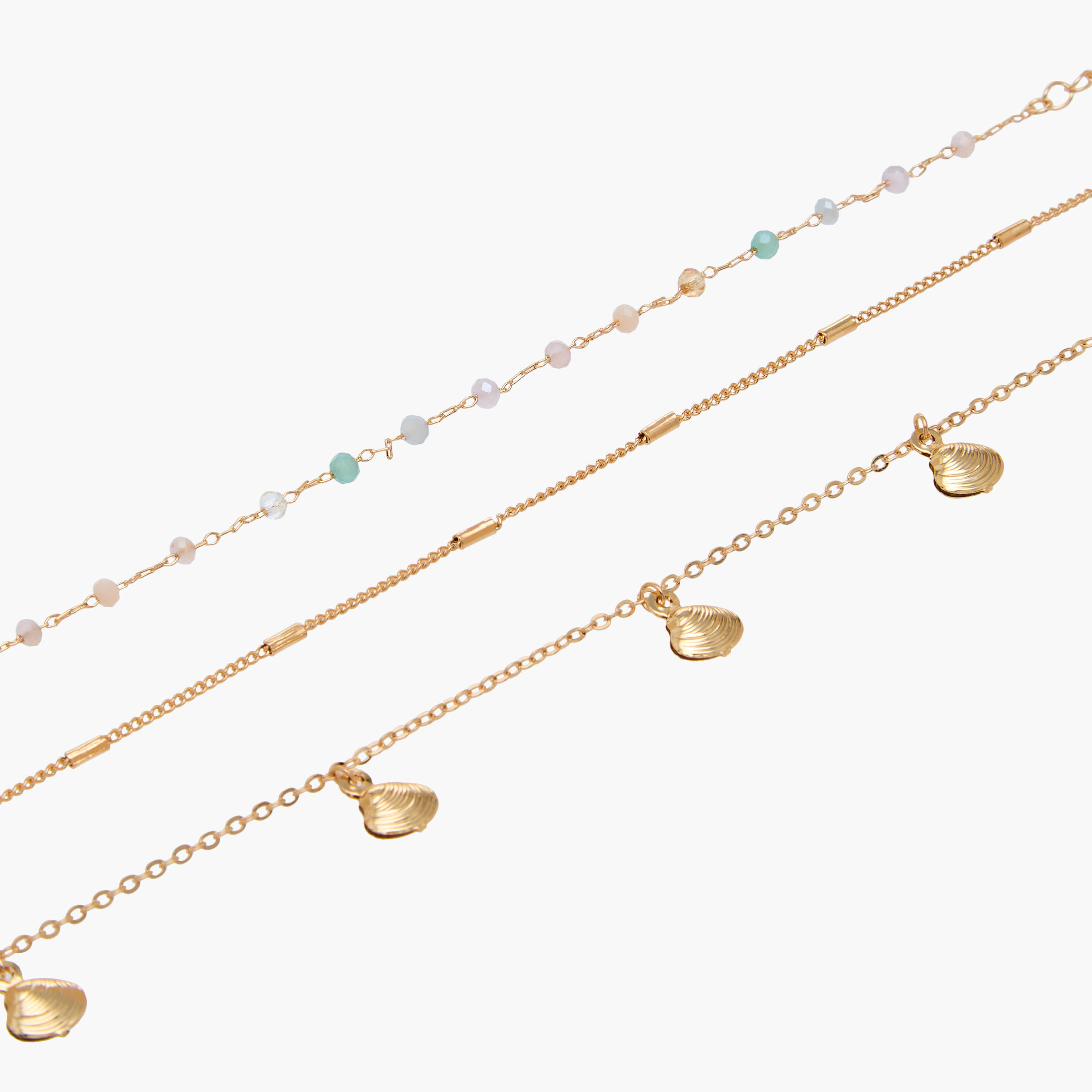 خلاخيل ميتاليك مزينة - عبوة 3 قطع-women-watchesandjewellery-jewellery-anklets-image-3
