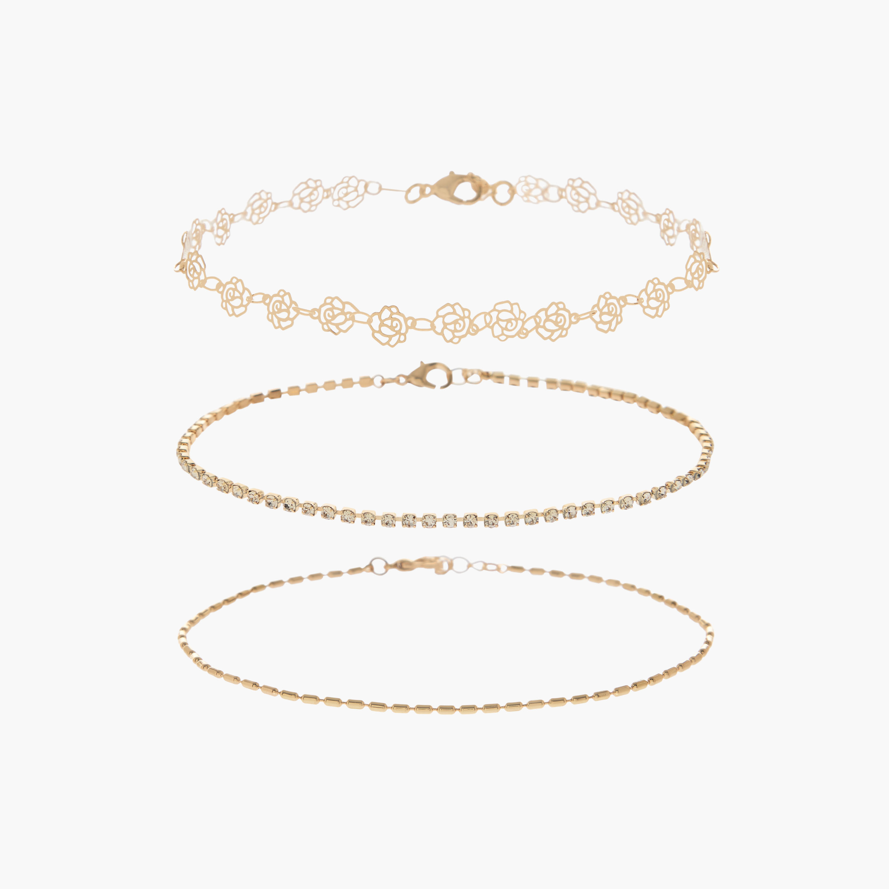 خلاخيل ميتاليك بتزيينات - عبوة من 3 قطع-women-watchesandjewellery-jewellery-anklets-image-9