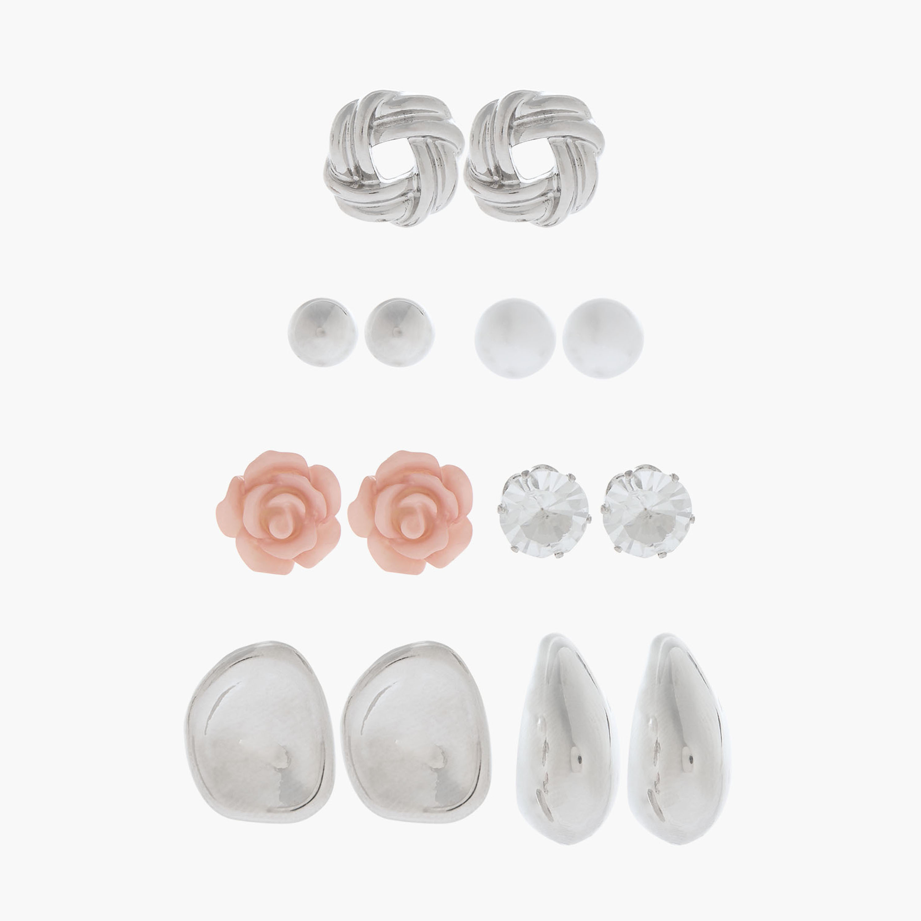 Pack of 7 Metallic Stud Earrings with Pushback Closure-women-watchesandjewellery-jewellery-earrings-image-1