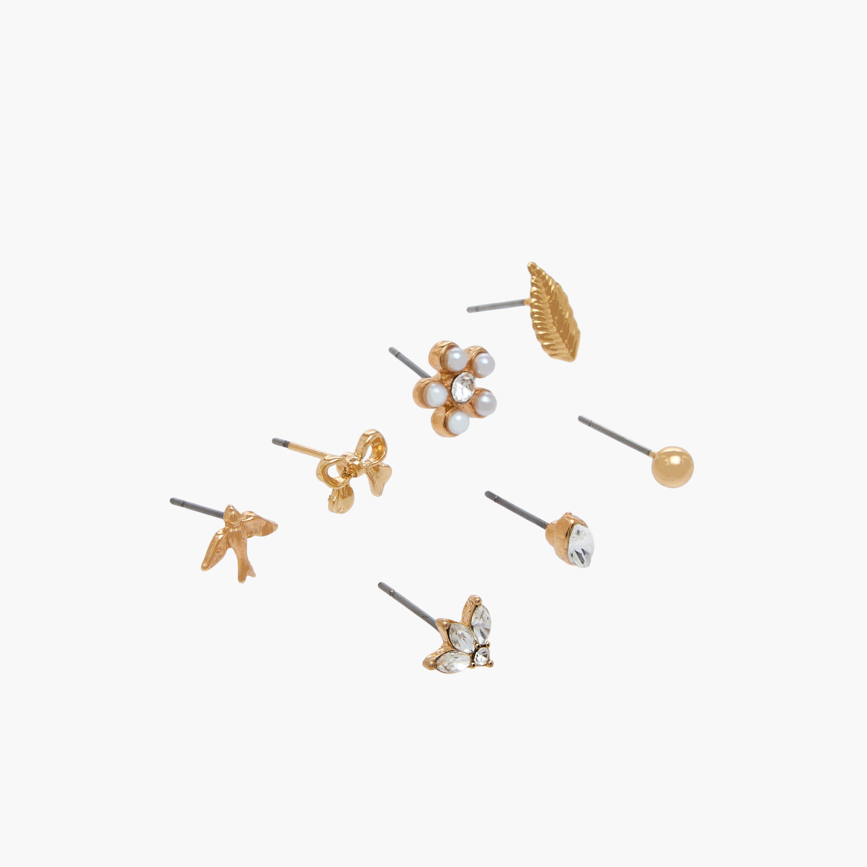 Pack of 7 Metallic Assorted Stud Earrings with Pushback Closure-women-watchesandjewellery-jewellery-earrings-image-2