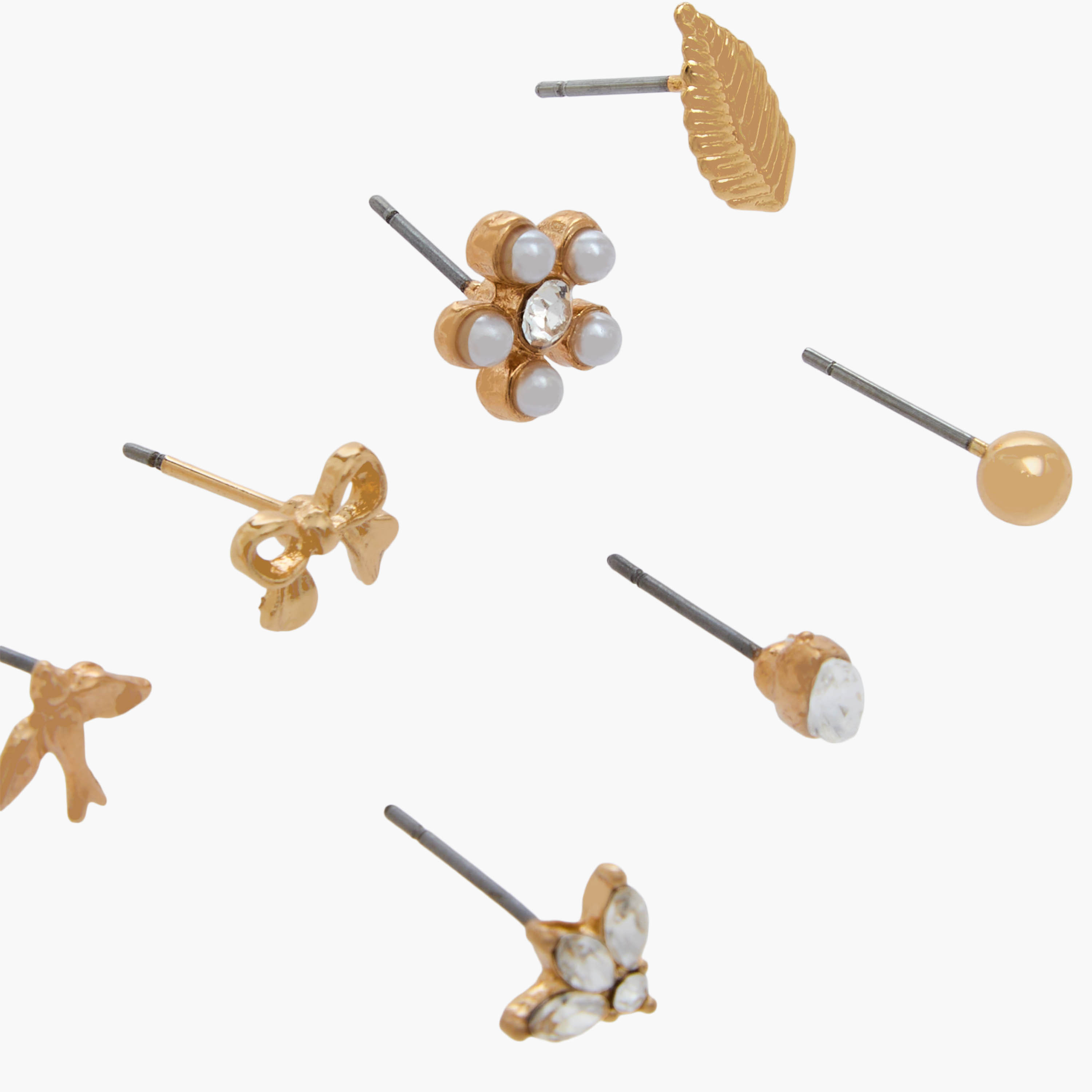 Pack of 7 Metallic Assorted Stud Earrings with Pushback Closure-women-watchesandjewellery-jewellery-earrings-image-3