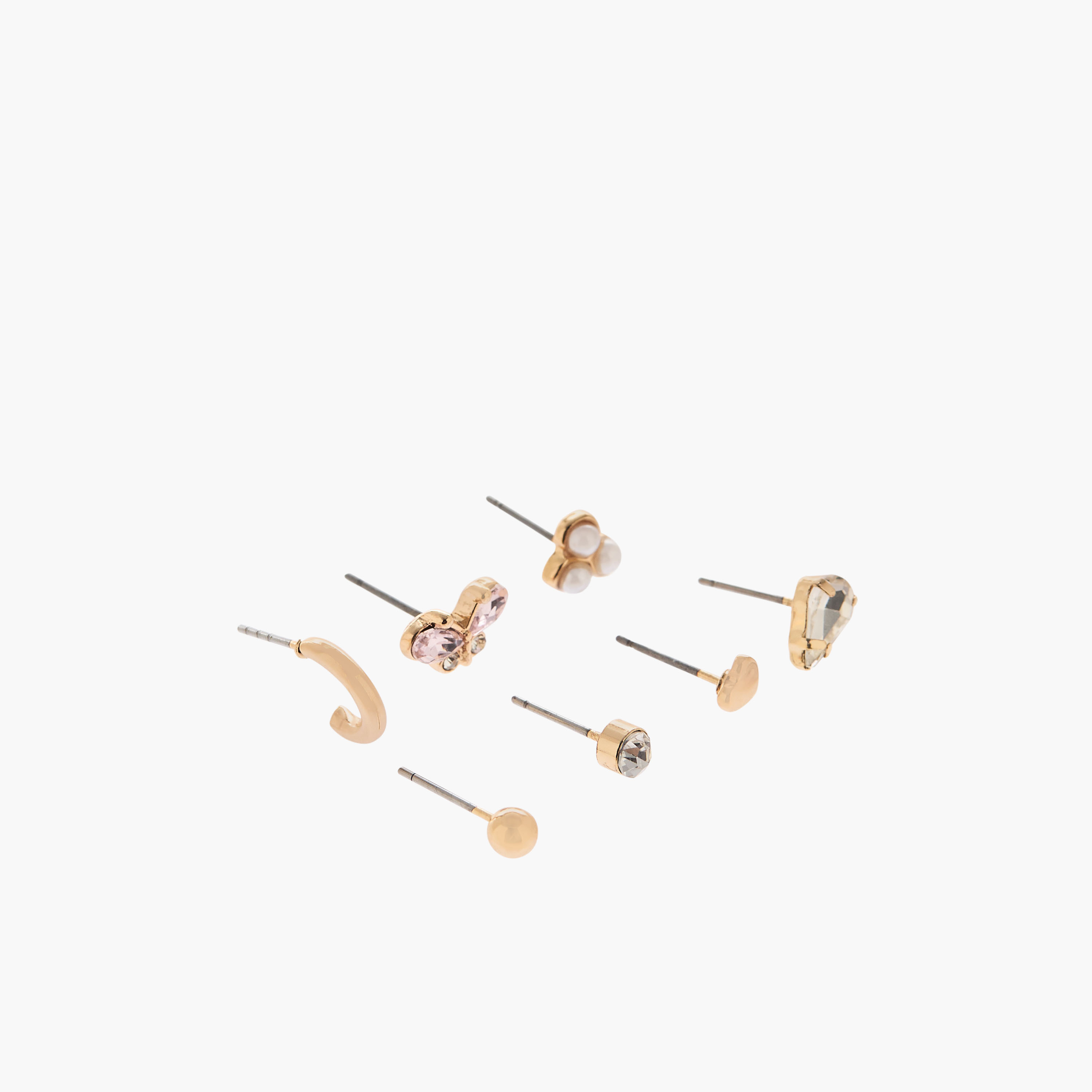 Pack of 7 Metallic Embellished Stud Earrings with Pushback Closure-women-watchesandjewellery-jewellery-earrings-image-2