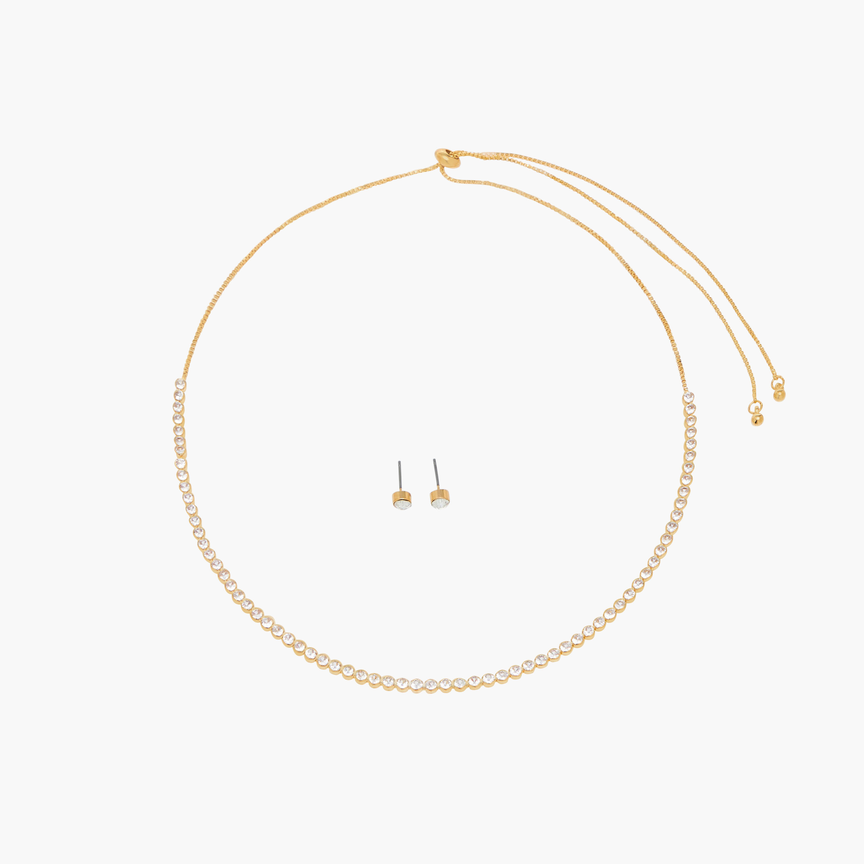 Set of 2 Stone Embellished Metal Metallic Necklace with Earrings-women-watchesandjewellery-jewellery-jewellerysets-image-1