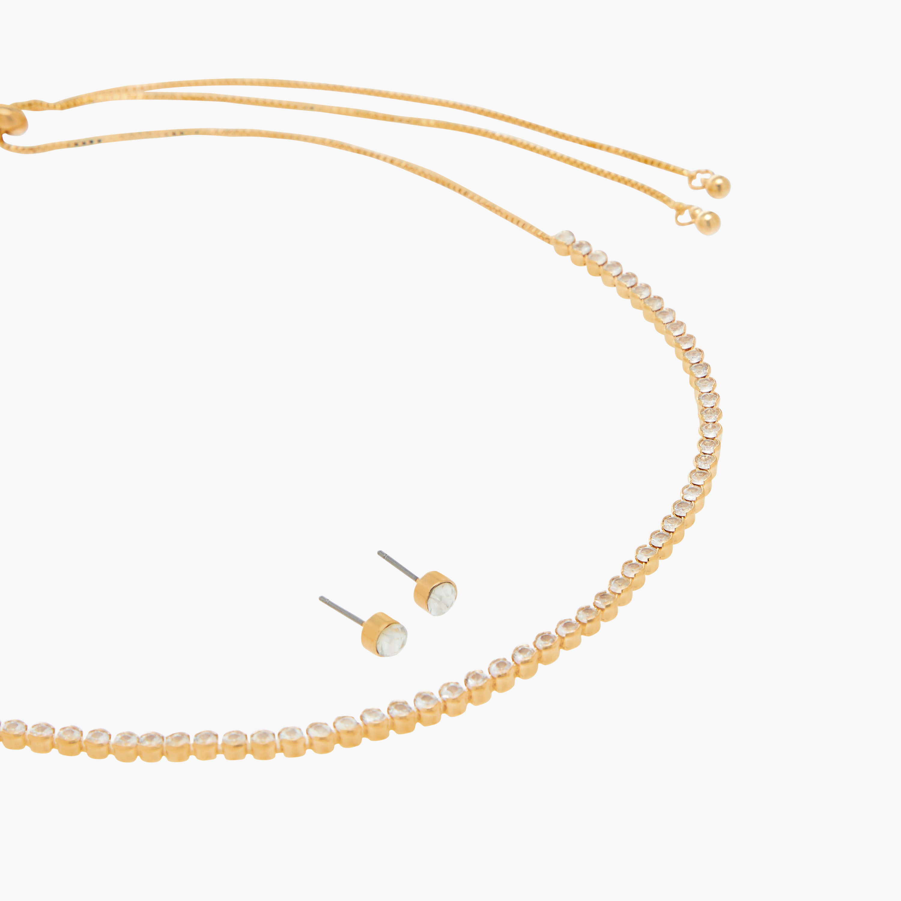 Set of 2 Stone Embellished Metal Metallic Necklace with Earrings-women-watchesandjewellery-jewellery-jewellerysets-image-3