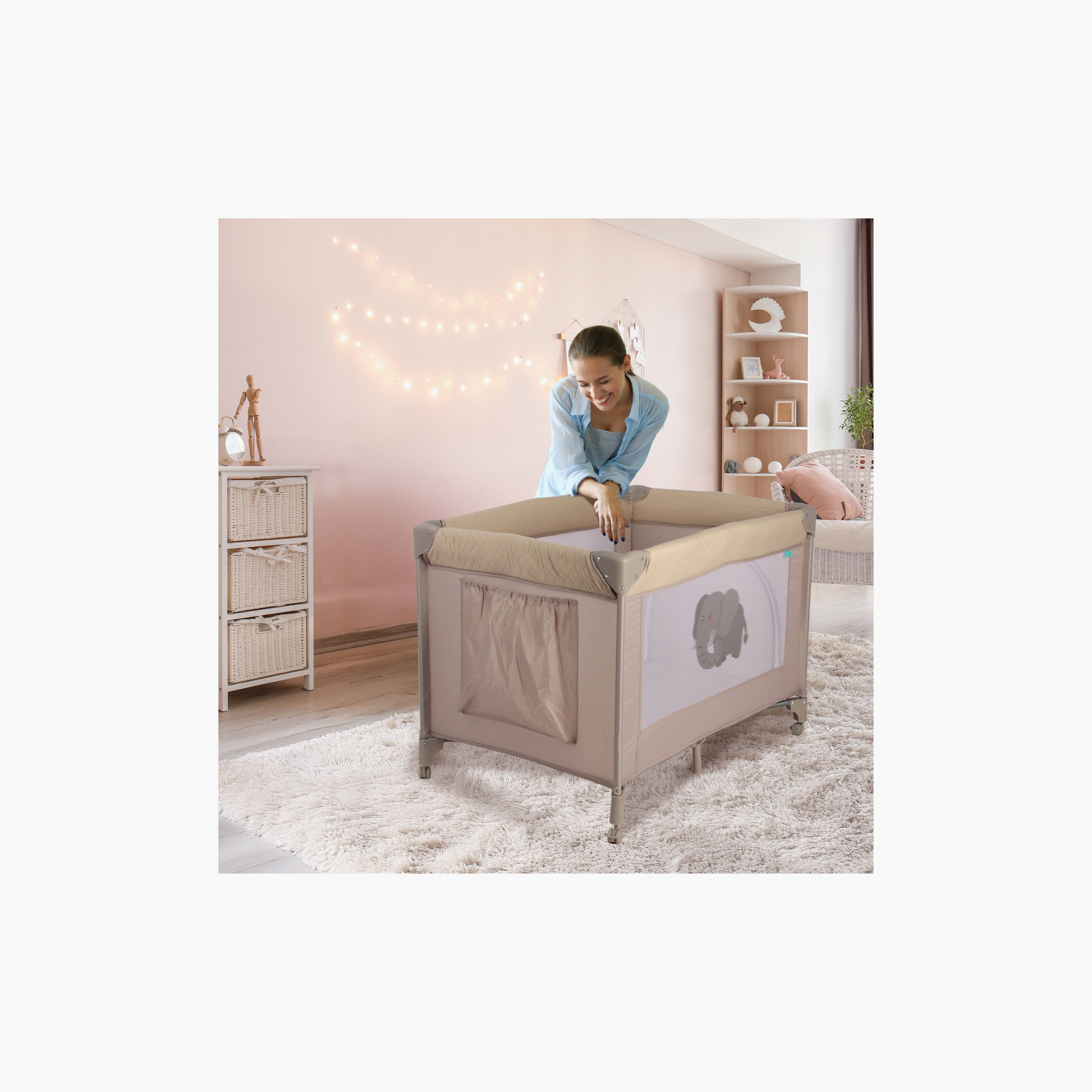 Moon Kidora Easy-Fold Playpen with Wheels Storage & Edge Protection - 0 Months+-baby-infantactivity-playpensandplaymats-image-4
