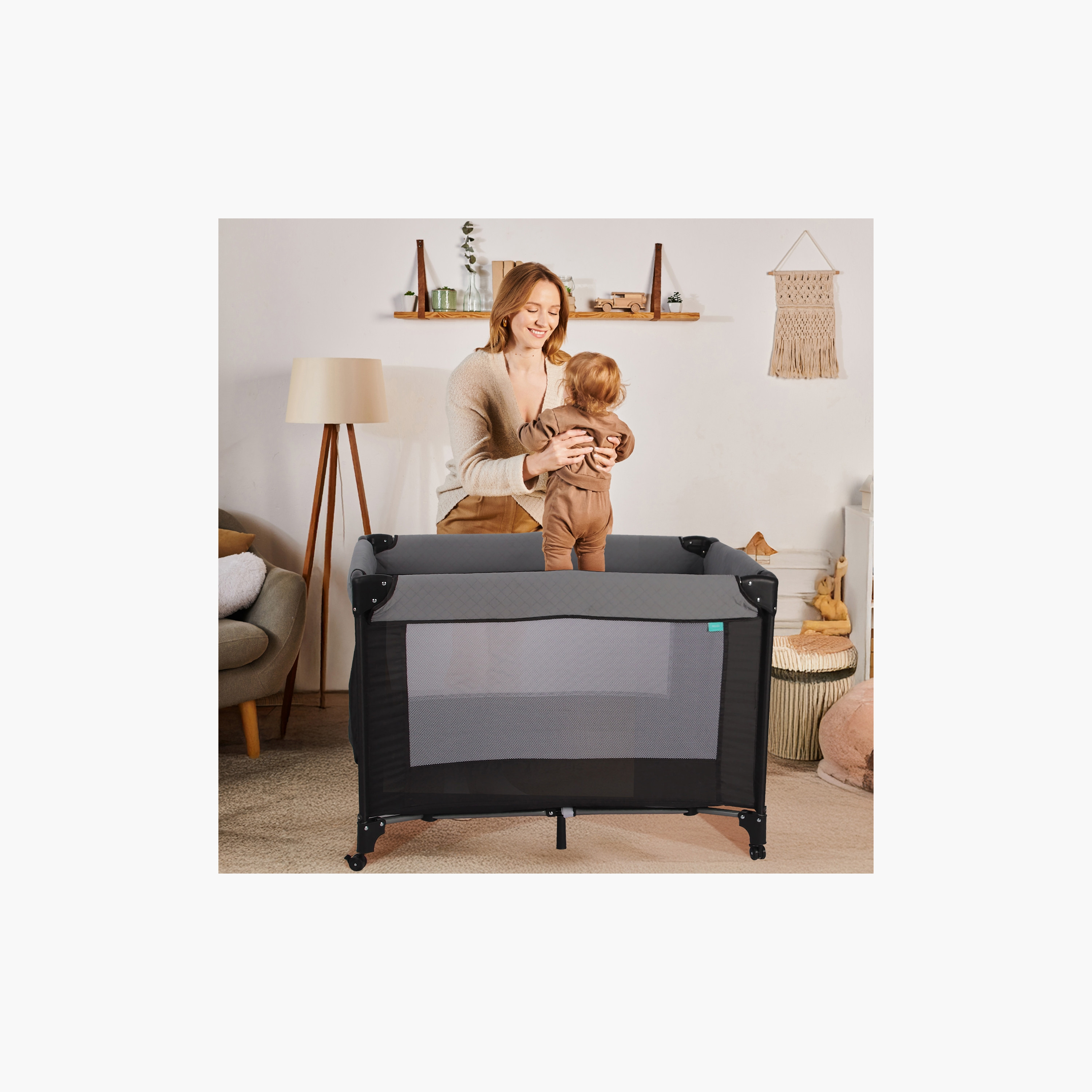 Moon Kidora Easy-Fold Playpen with Wheels Storage & Edge Protection - 0 Months+-baby-infantactivity-playpensandplaymats-image-9