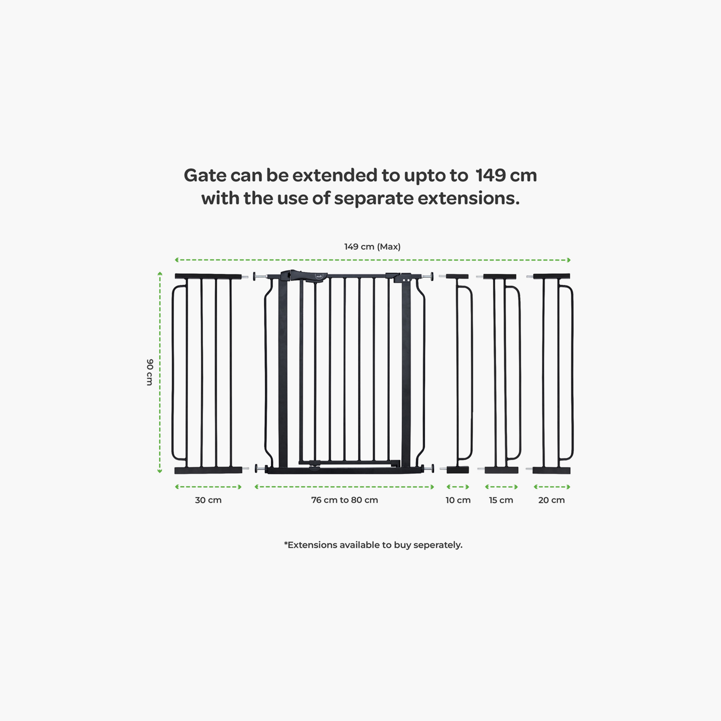Moon Secura Child Safety gate - 76-80cm - Black-baby-healthandsafety-babyproofing-image-8
