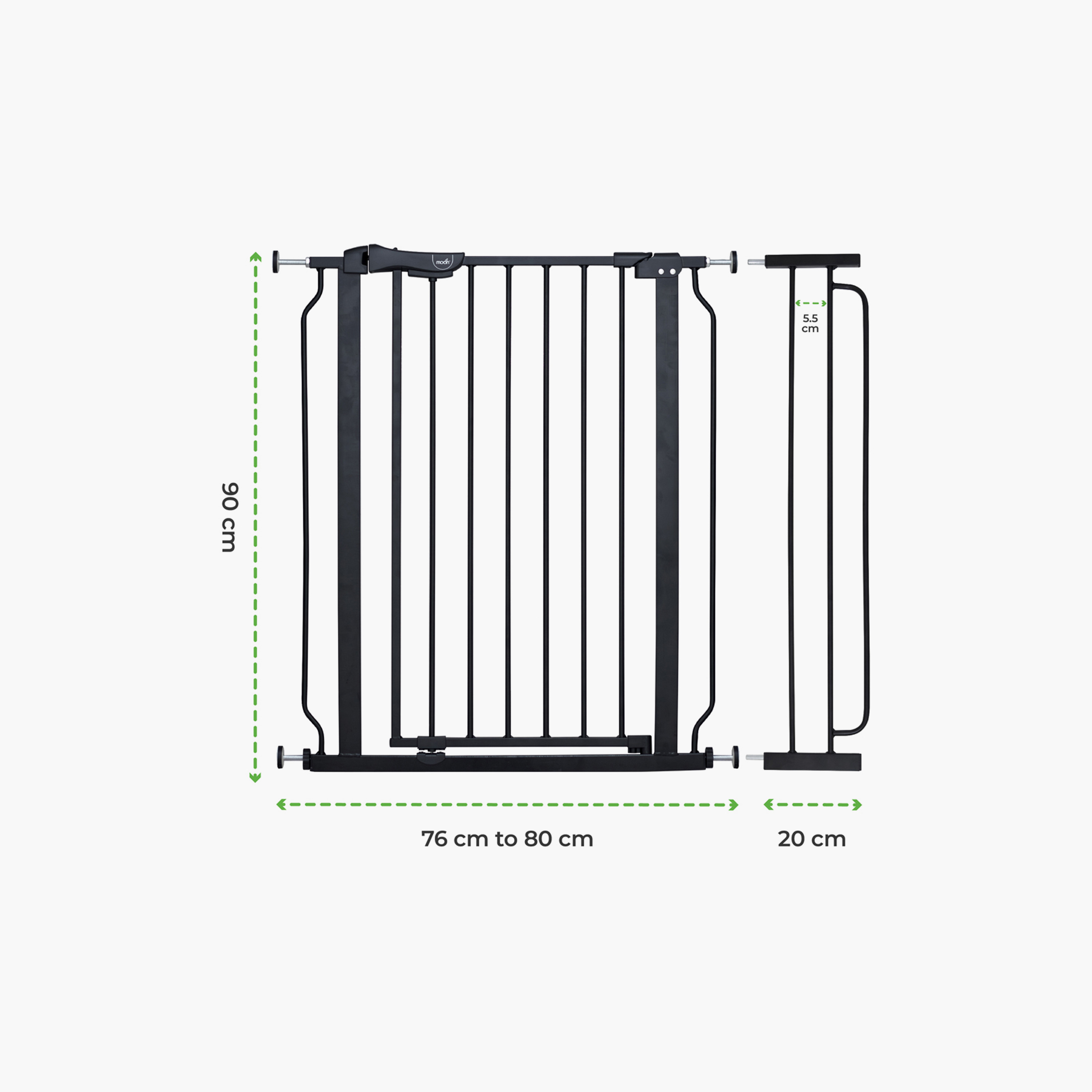 Moon Secura Child Safety gate - 76-80cm - Black-baby-healthandsafety-babyproofing-image-9
