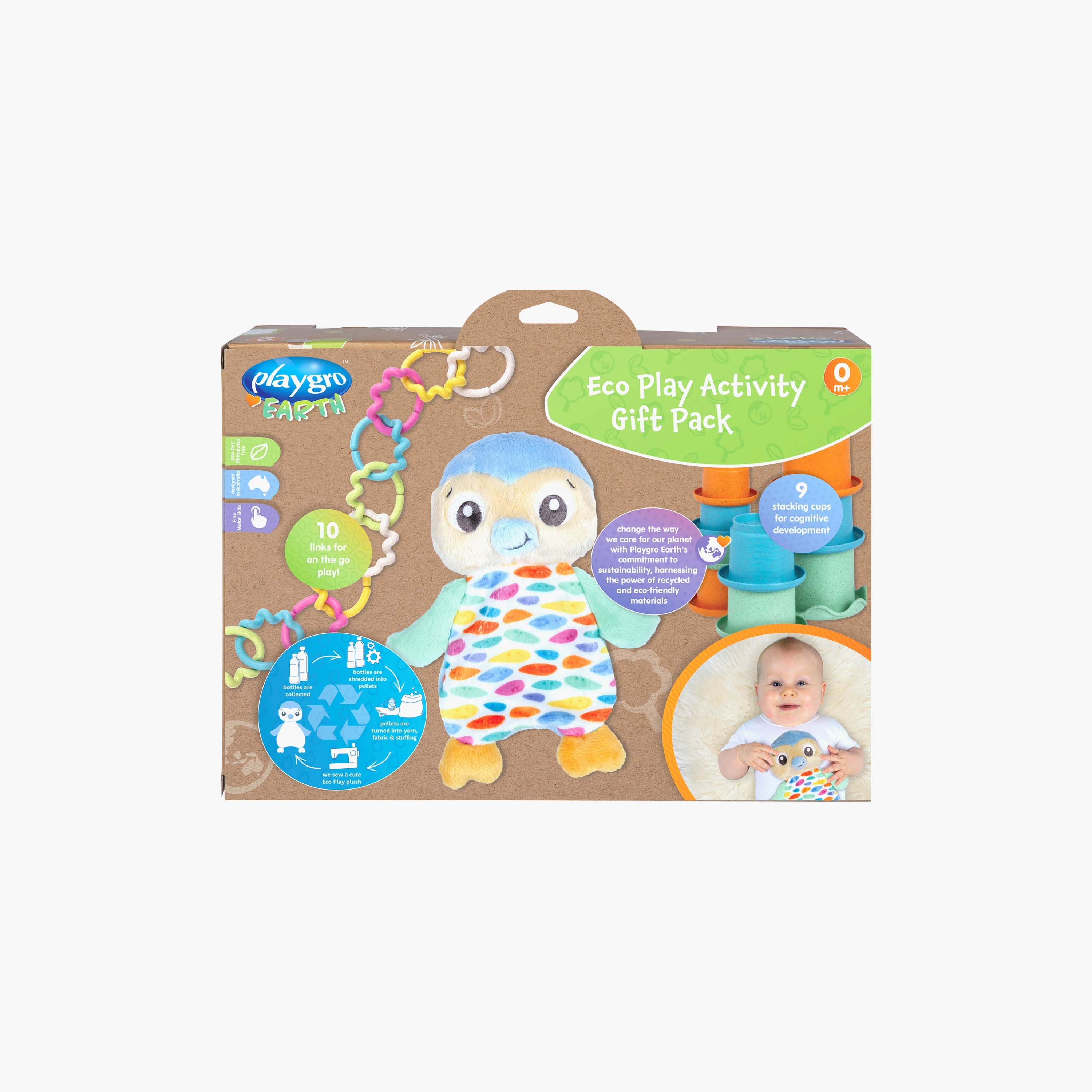 Playgro Eco Play Activity Gift Pack - Penguin - 0 Months+-toys-babyandtoddlertoys-learningtoys-image-2