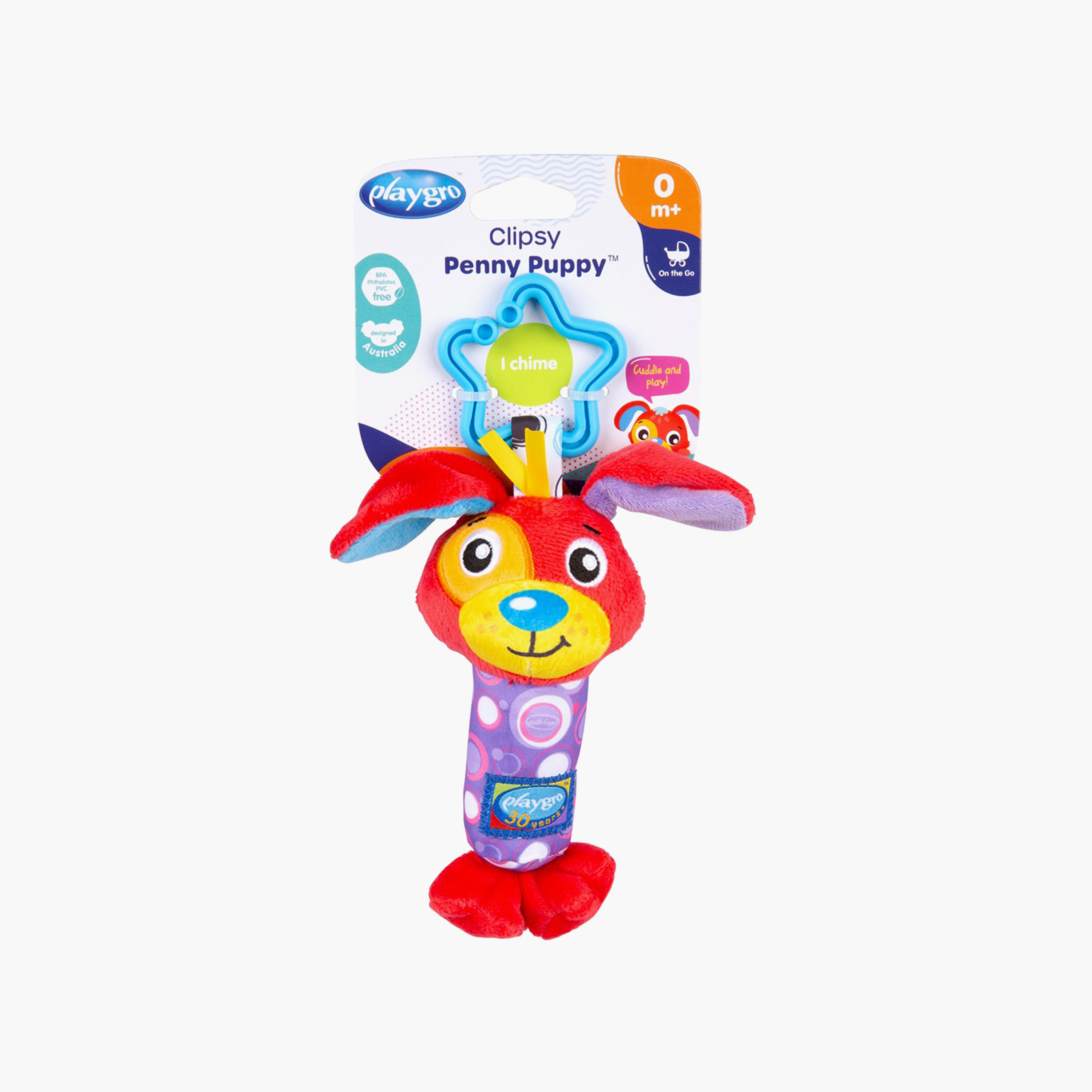 Playgro Clipsy Penny Puppy - Polybag Plush Toy - 0+ Months-toys-babyandtoddlertoys-strollertoys-image-3