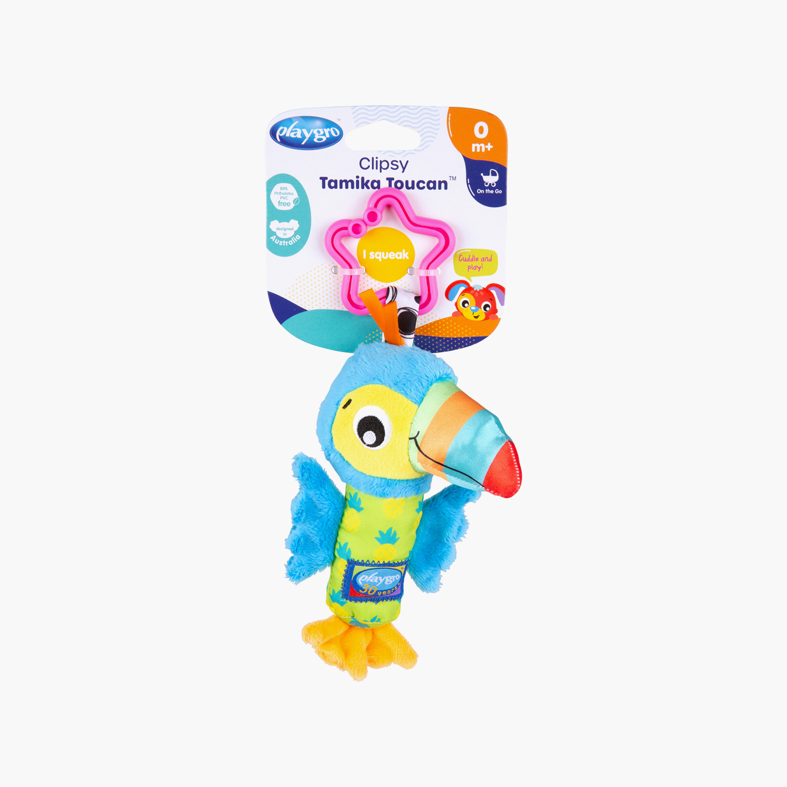 Playgro Clipsy Tamika Toucan - Polybag Plush Toy - 0+ Months-toys-babyandtoddlertoys-strollertoys-image-2