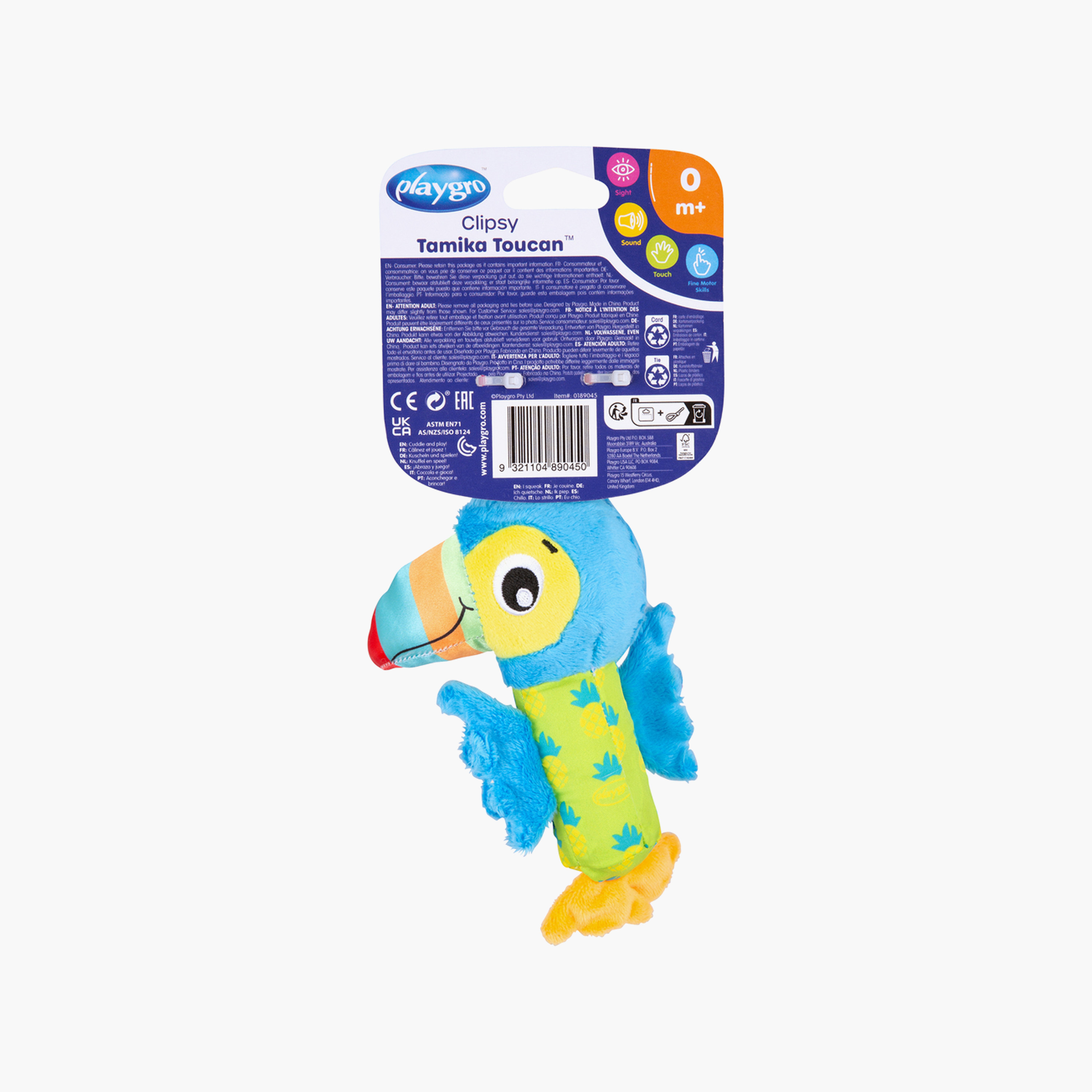Playgro Clipsy Tamika Toucan - Polybag Plush Toy - 0+ Months-toys-babyandtoddlertoys-strollertoys-image-3