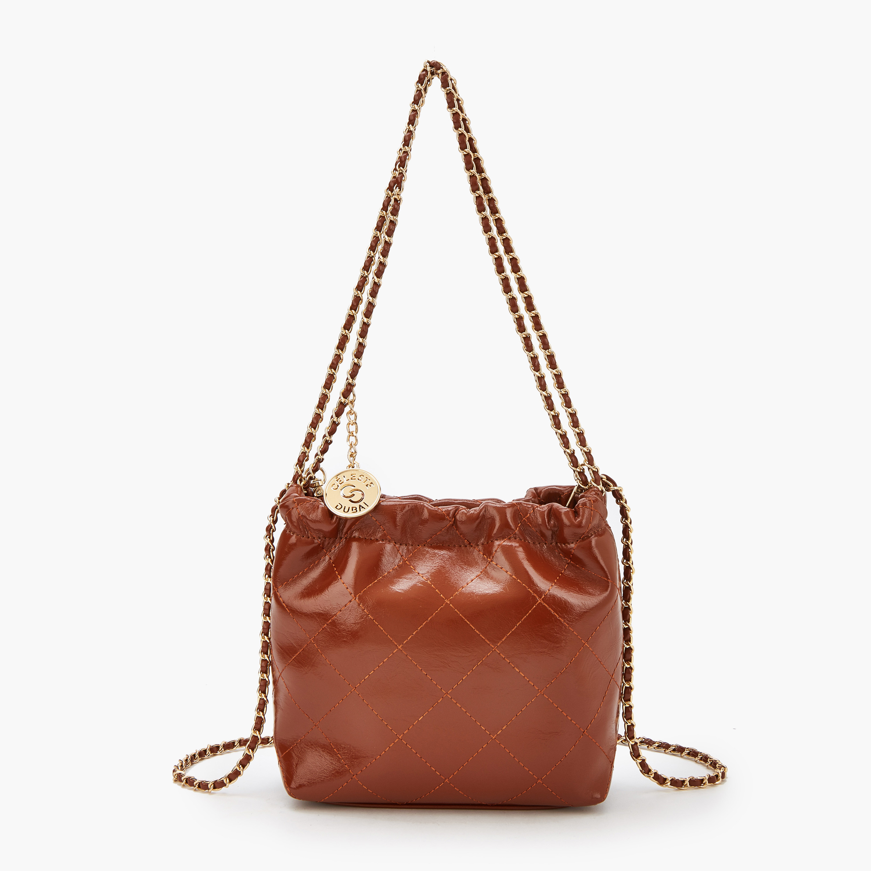 Celeste Quilted Shoulder Bag with Chain Accent Strap-women-bagsandwallets-handbags-image-1