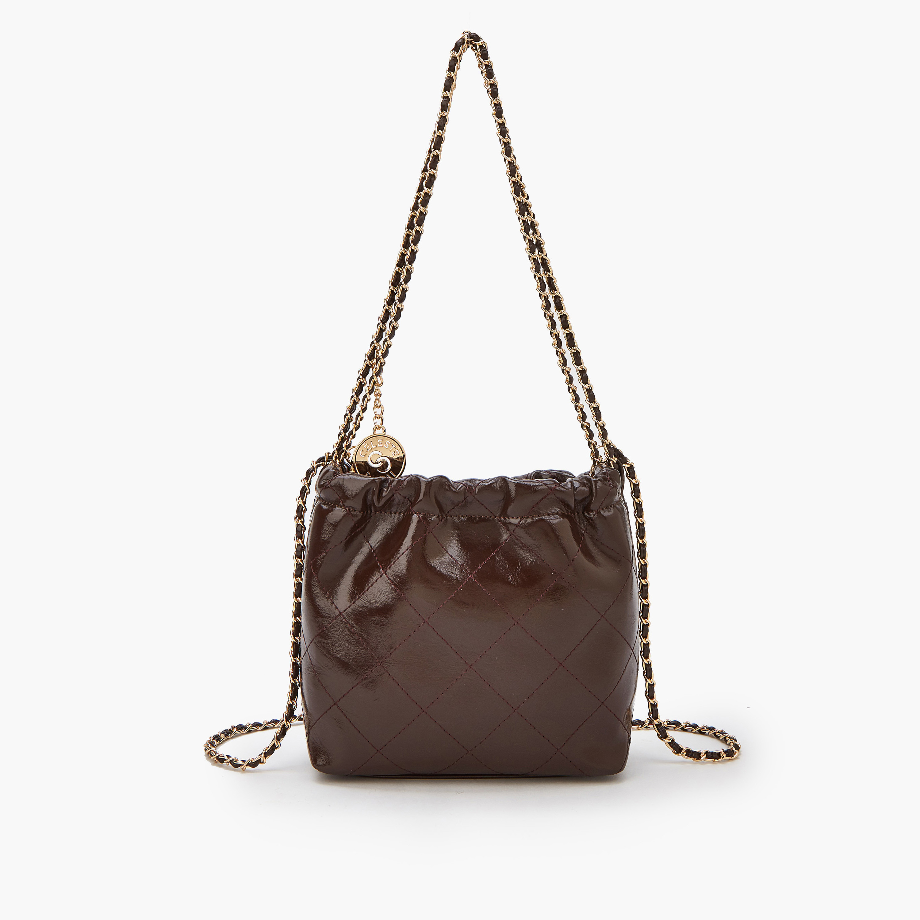 Celeste Quilted Shoulder Bag with Chain Accent Strap-women-bagsandwallets-handbags-image-1