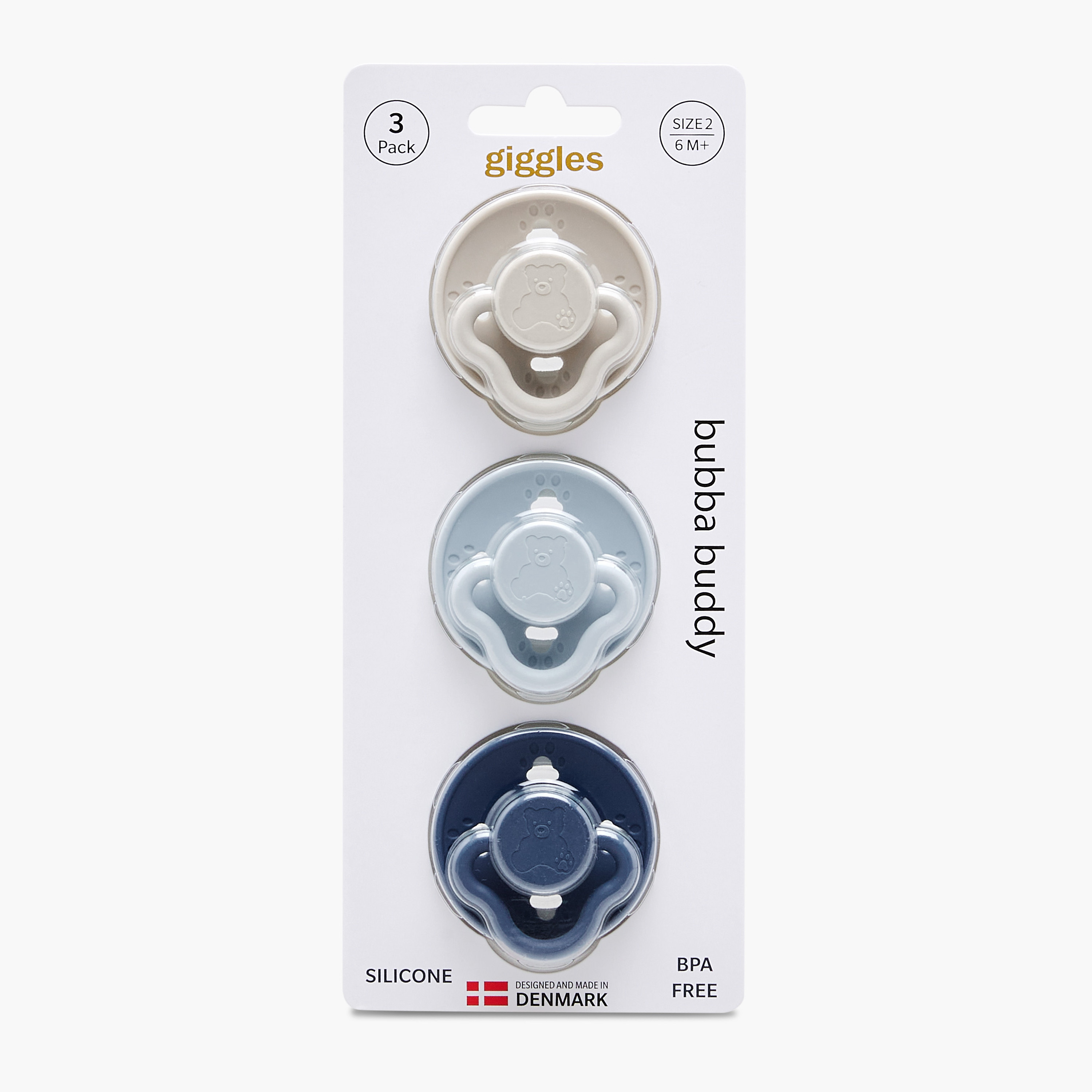 Pack of 3 Giggles Baby Pacifier with Bear Design, 0-6 Months-baby-feeding-pacifiers-image-10