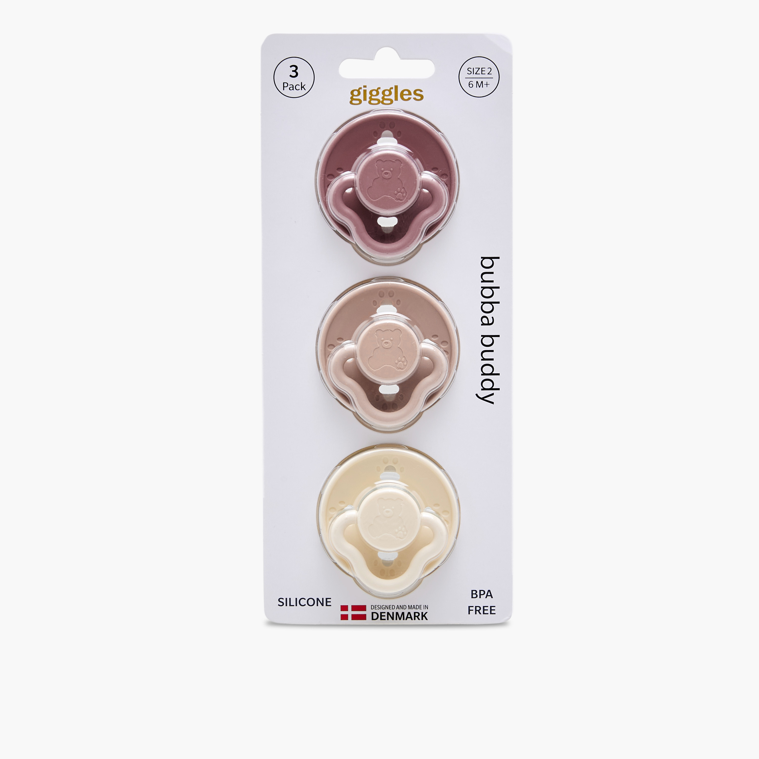 Pack of 3 Giggles Baby Pacifier with Bear Design, 6-18 Months-baby-feeding-pacifiers-image-10