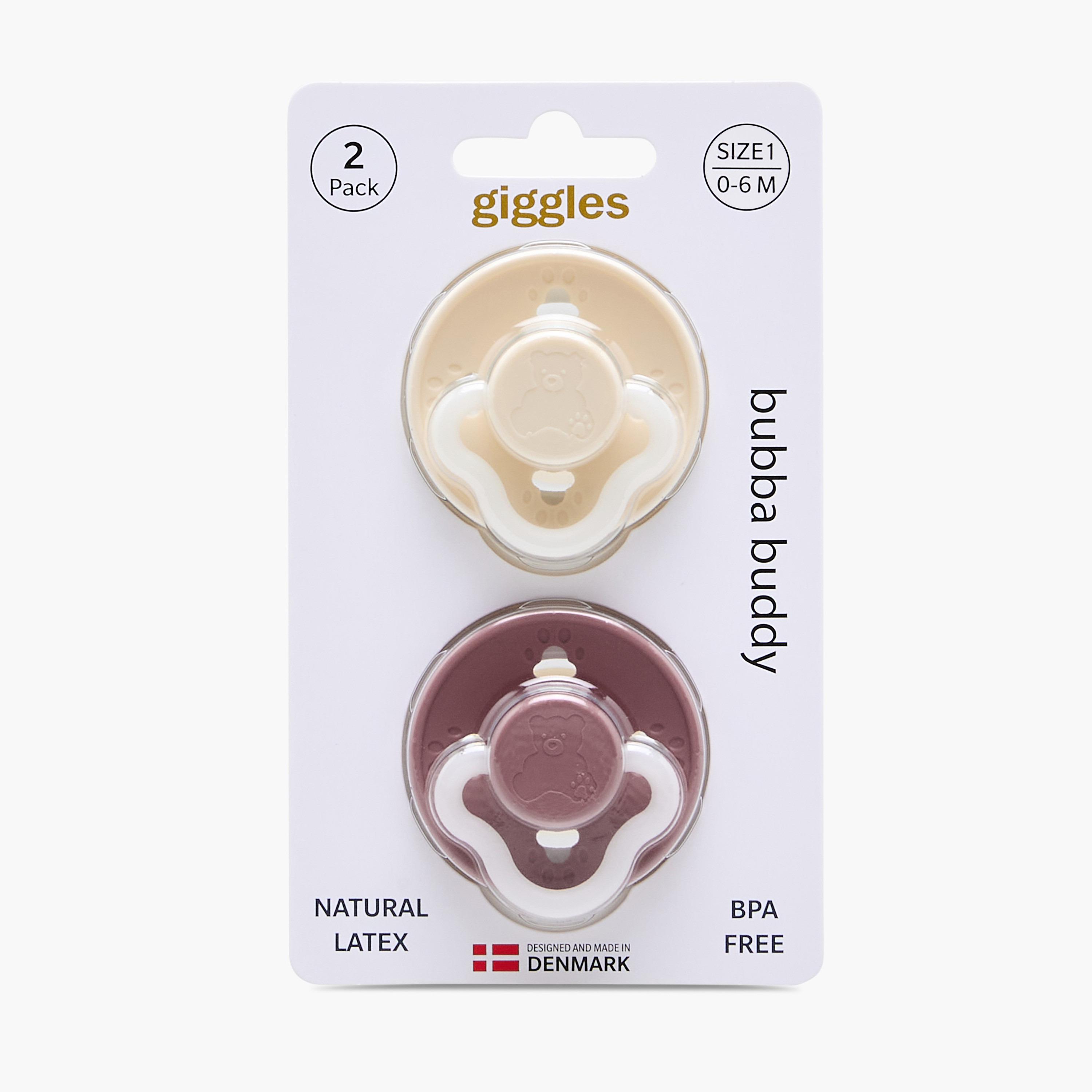 Pack of 2 Giggles Baby Pacifier with Bear Design, 0-6 Months-baby-feeding-pacifiers-image-8