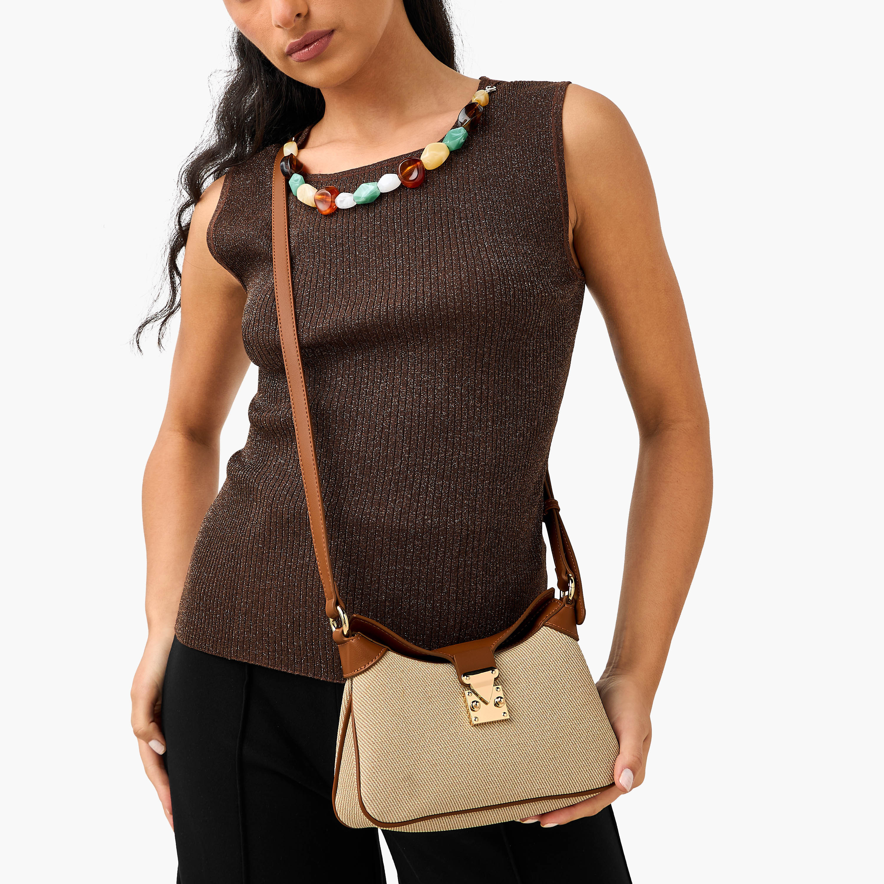 شنطة كروس بودي بارزة الملمس بحزام قابل للتعديل من كريسبيلا-women-bagsandwallets-handbags-image-2