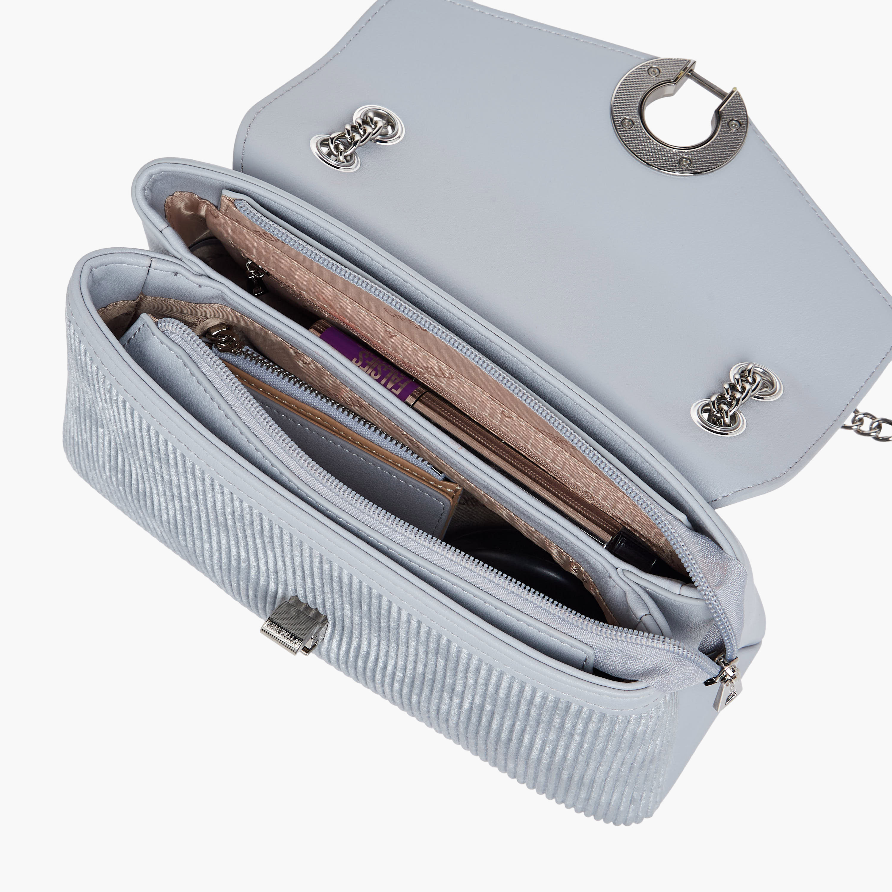 Chrisbella Ribbed Crossbody Bag with Pouch and Chain Strap-women-bagsandwallets-handbags-image-10