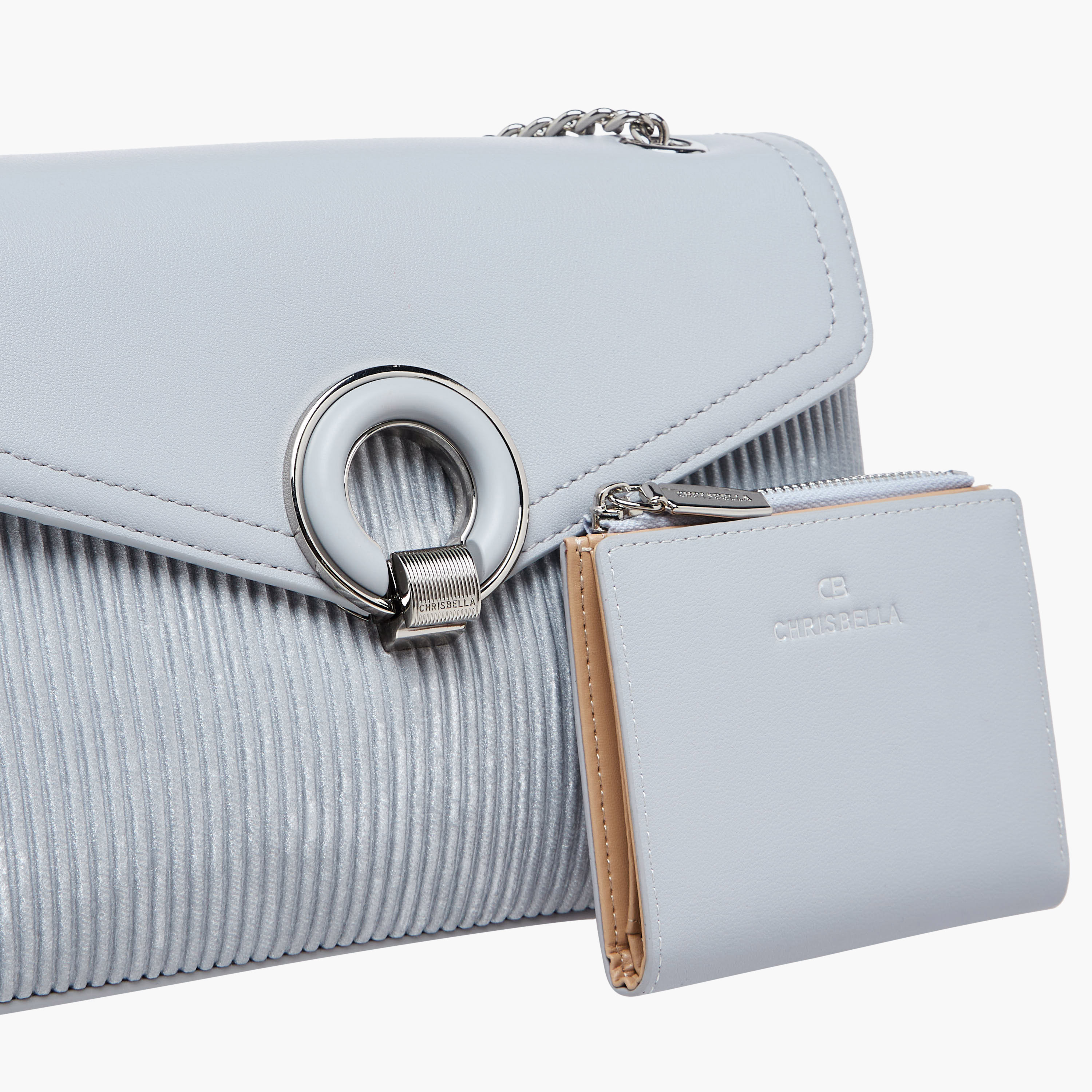 Chrisbella Ribbed Crossbody Bag with Pouch and Chain Strap-women-bagsandwallets-handbags-image-6