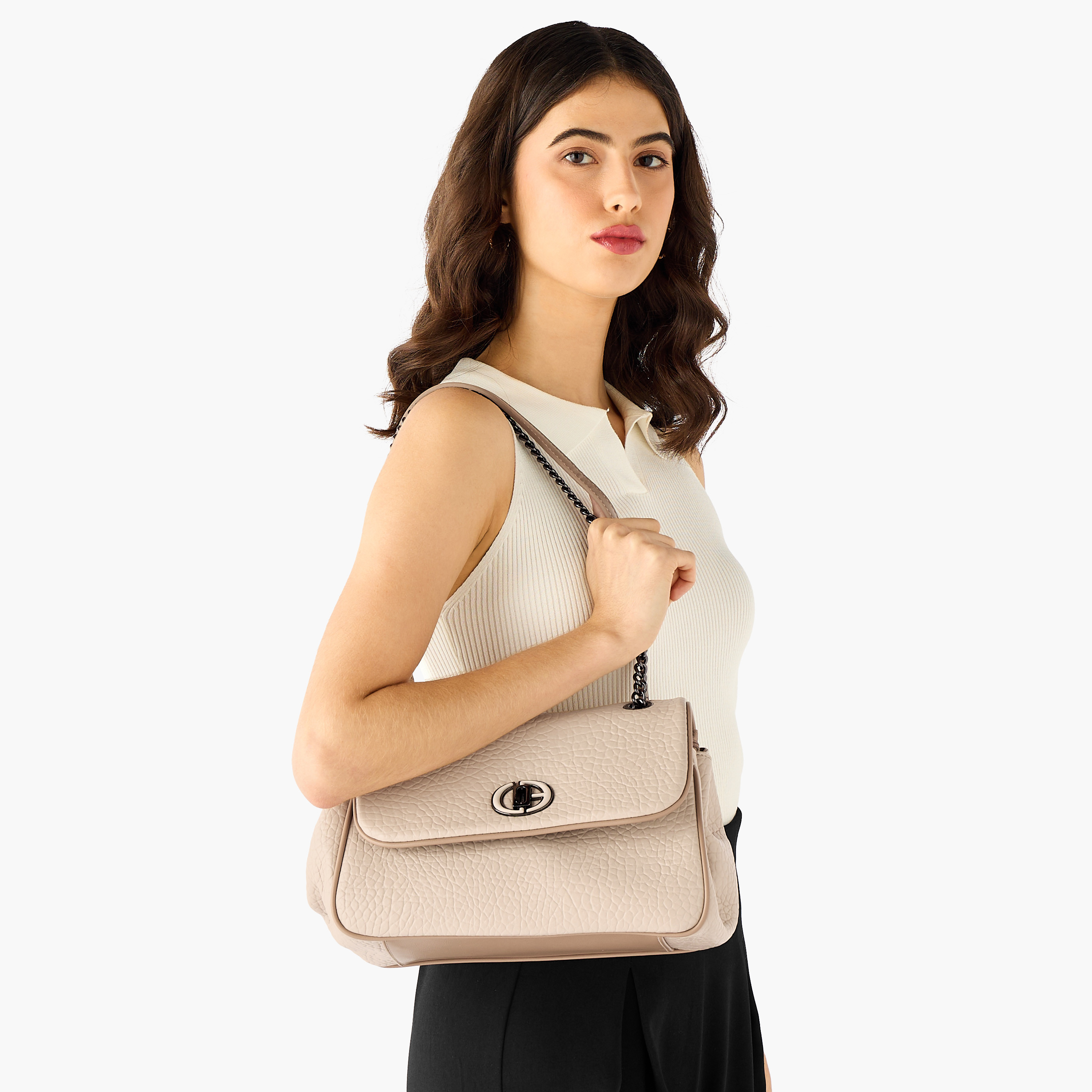 شنطة كروس بودي بارزة الملمس بحزام سلسلة مع محفظة من كريسبيلا-women-bagsandwallets-handbags-image-2