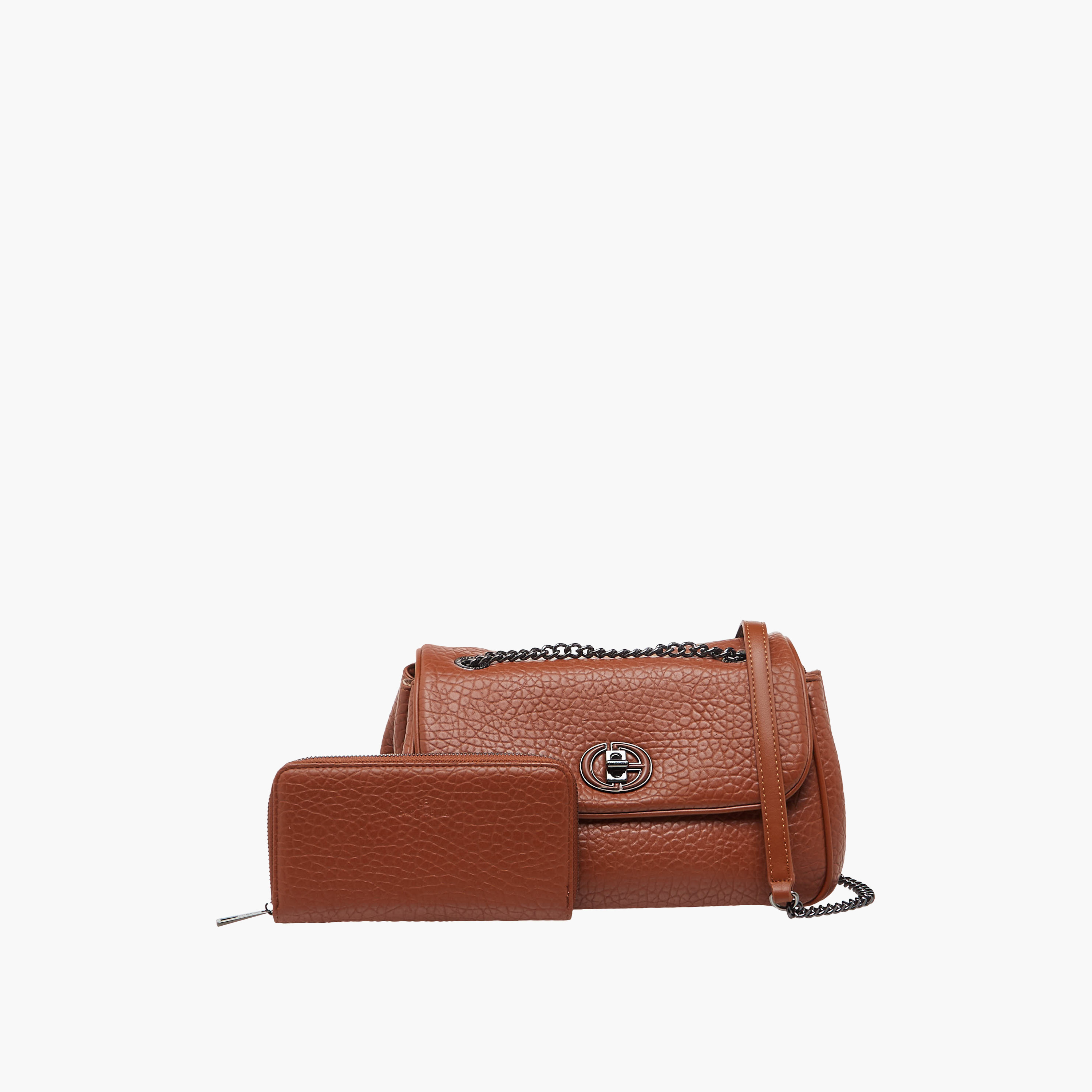 شنطة كروس بودي بارزة الملمس مع محفظة من كريسبيلا-women-bagsandwallets-handbags-image-1