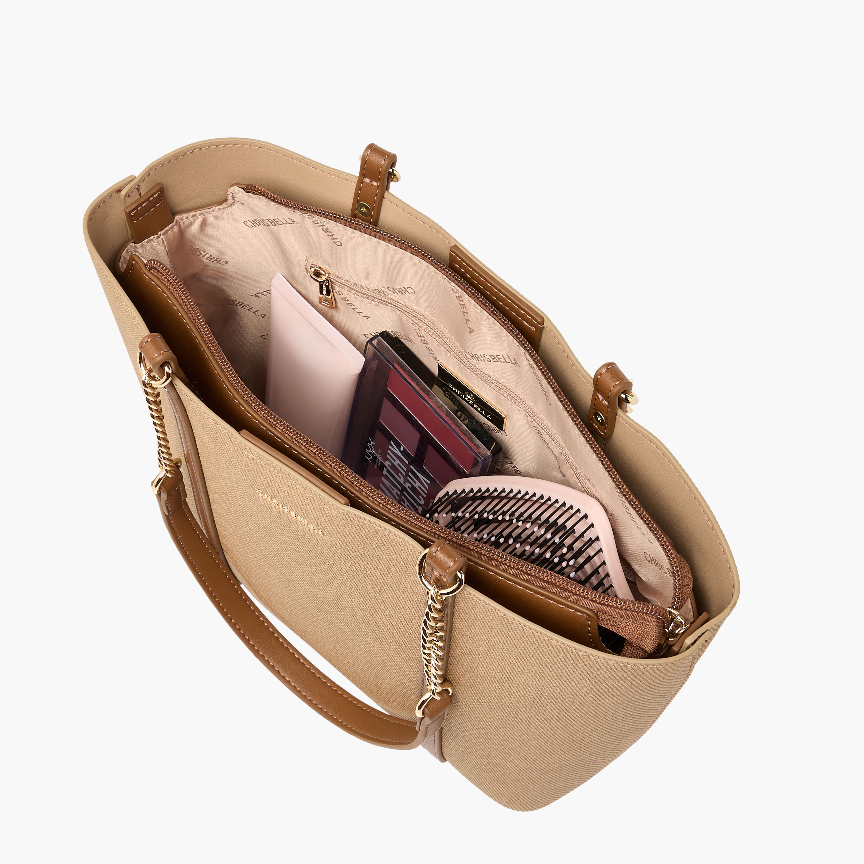 شنطة توتي بقوالب ملونة مع محفظة وحمالات سلسلة من كريسبيلا-women-bagsandwallets-handbags-image-1